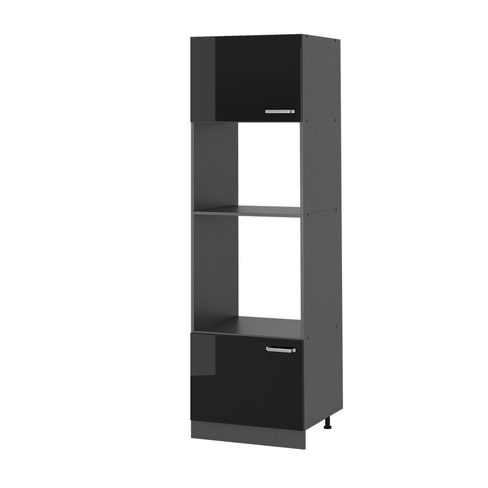 Vicco Mikrowellenumbauschrank R-Line, Schwarz Hochglanz/Anthrazit, 60 günstig online kaufen
