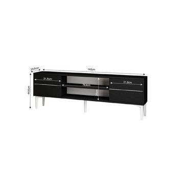 moebel17 TV-Regal TV Lowboard Aragon Schwarz Weiß, modernes TV Lowboard in Schwarz Weiß mit 2 Türen
