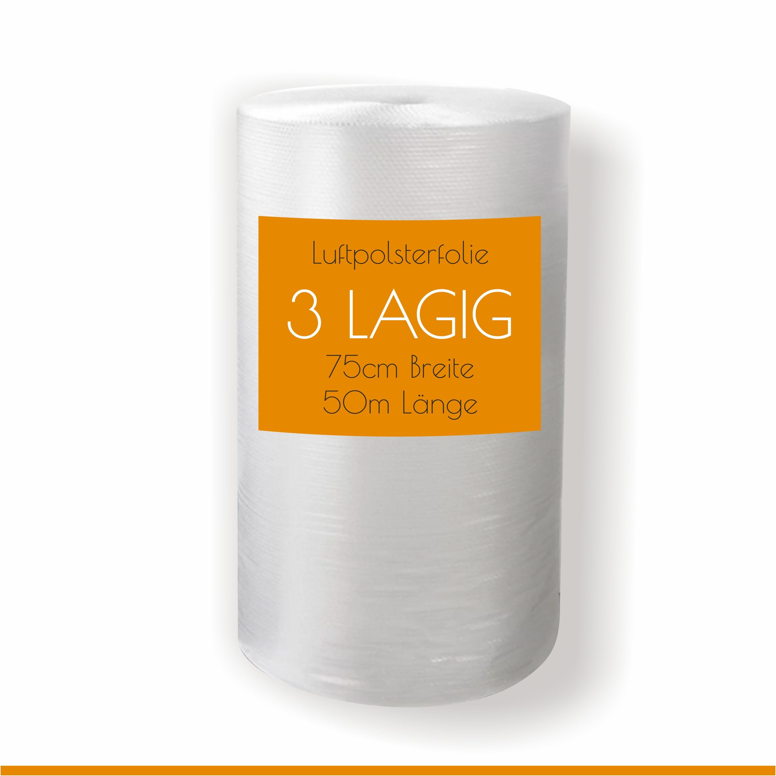 LPF dieLUFTPOLSTERFOLIE Schutzfolie Luftpolsterfolie 3 lagig 75cm x 50m 3-lagig Verpackungsfolie Rolle