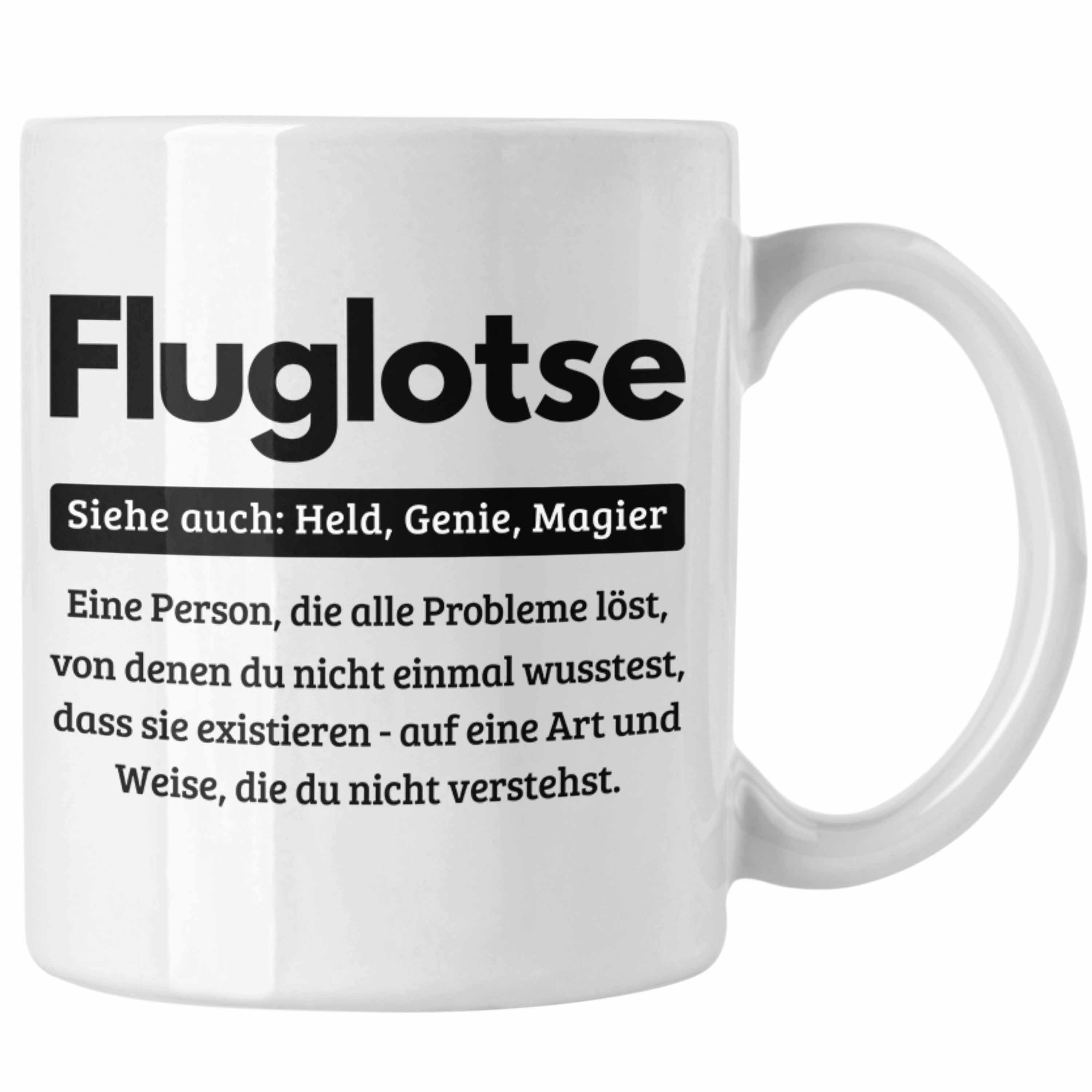 Trendation Tasse Fluglotse Tasse Geschenk Spruch für Fluglotsen Geschenkidee Kaffee-Bec Weiss