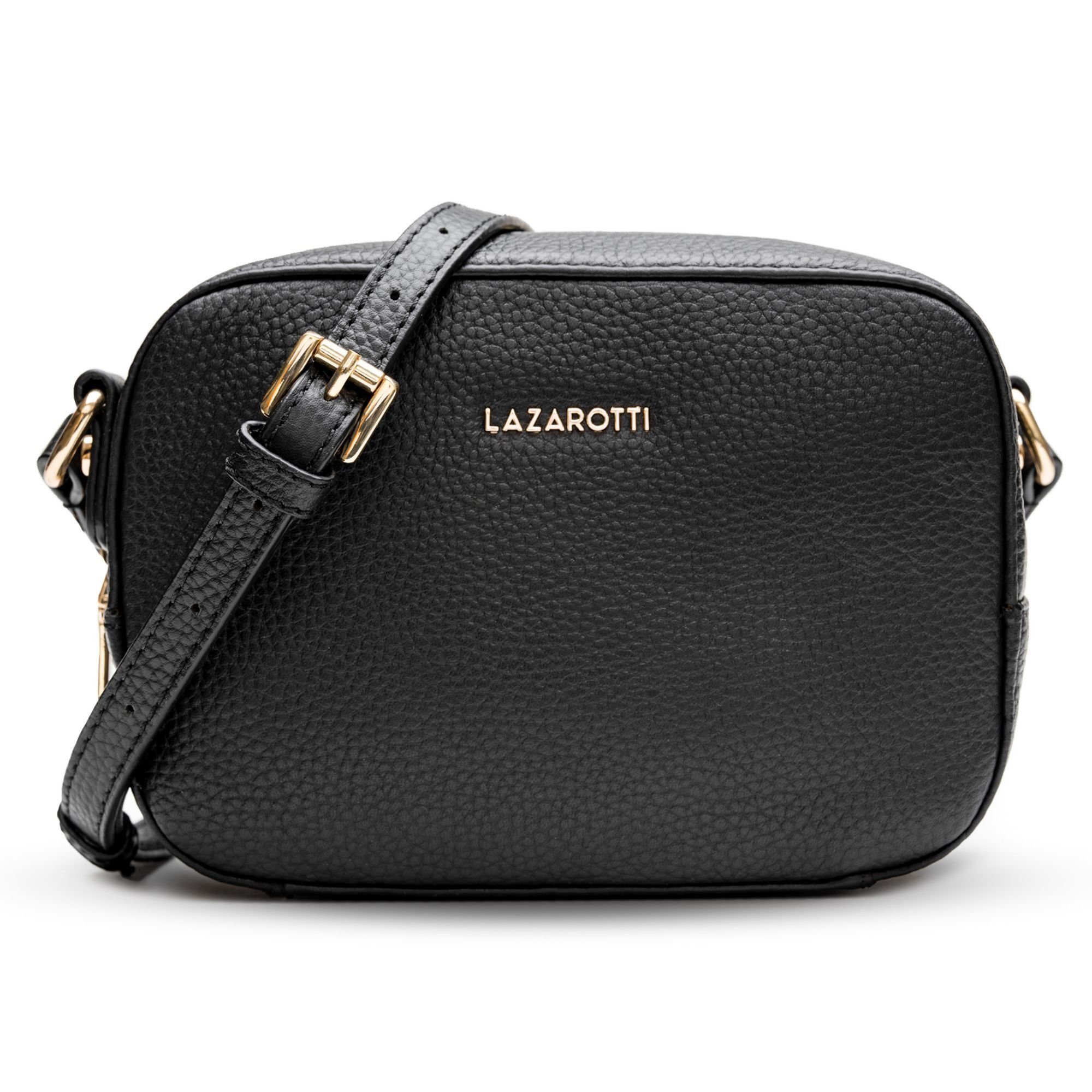 Leather, Umhängetasche Leder black Lazarotti Bologna