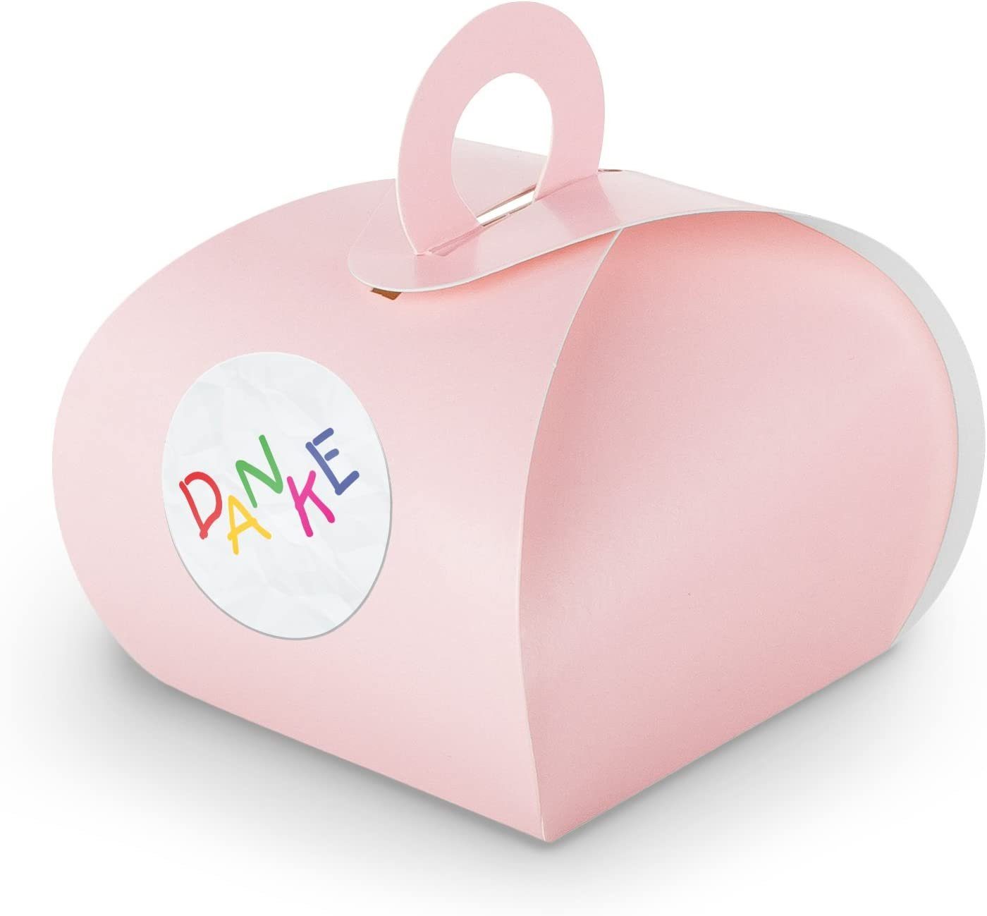 itenga Geschenkpapier SET DANKE Kids (Motiv28) 24x Geschenkschachtel mit Griff rosa + Sticke