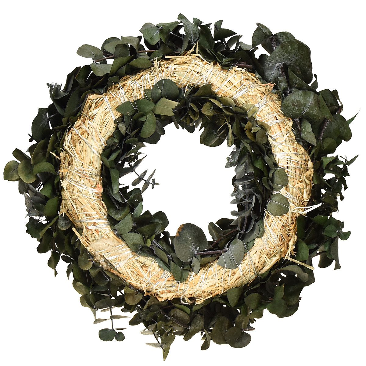 Trockenblume Eukalyptus Naturkranz Ø35cm konserviert Duftdeko, Viana, Höhe 9 cm