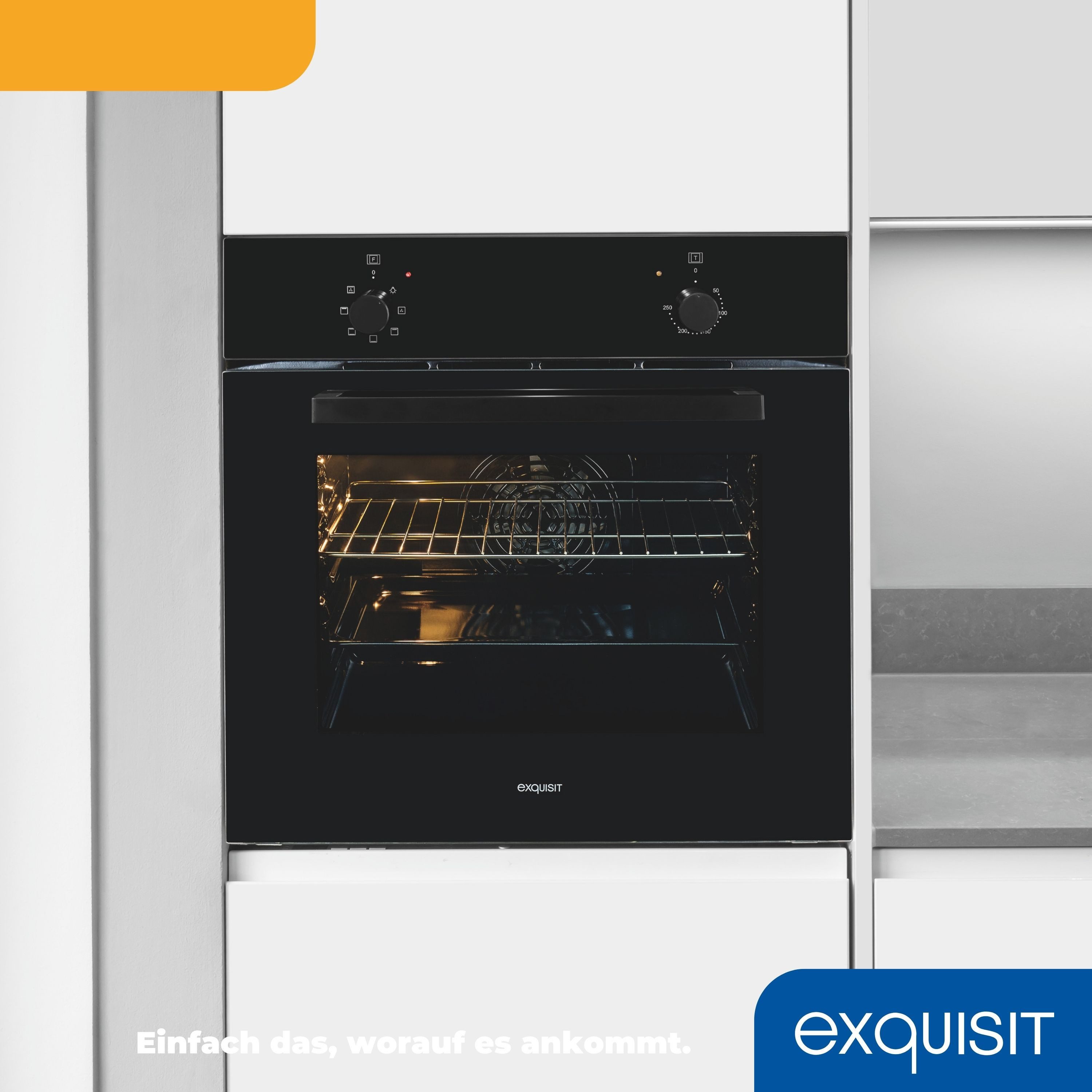 exquisit Einbaubackofen EBE255-U-020, Ideal für den Alltag – Backen, Grillen und Aufläufe leicht gemacht!
