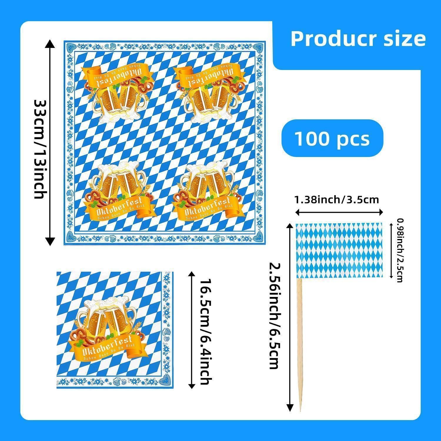 LuxusKollektion Dekokugel Oktoberfest Deko Set Servietten & Zahnstocher (1 St)