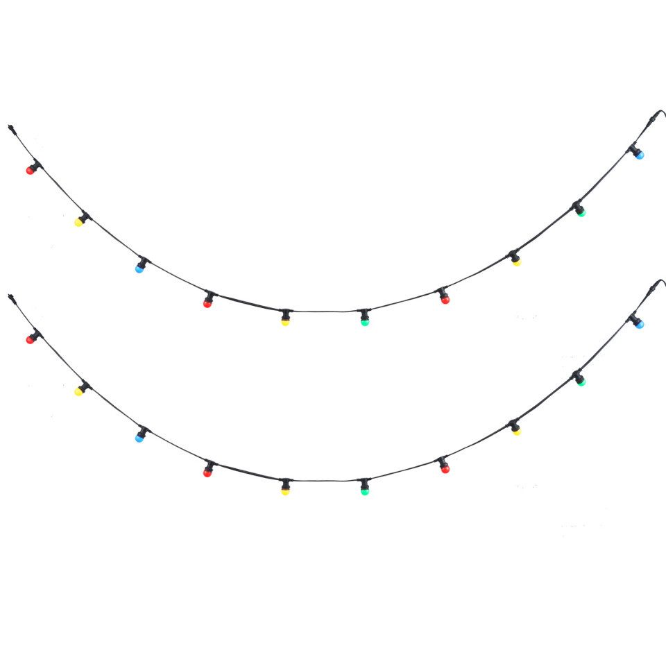Qazqa LED-Lichterkette Lubber, 20-flammig, QAZQA Außen Lichterkette, e27, Schwarz, Kunststoff, Design
