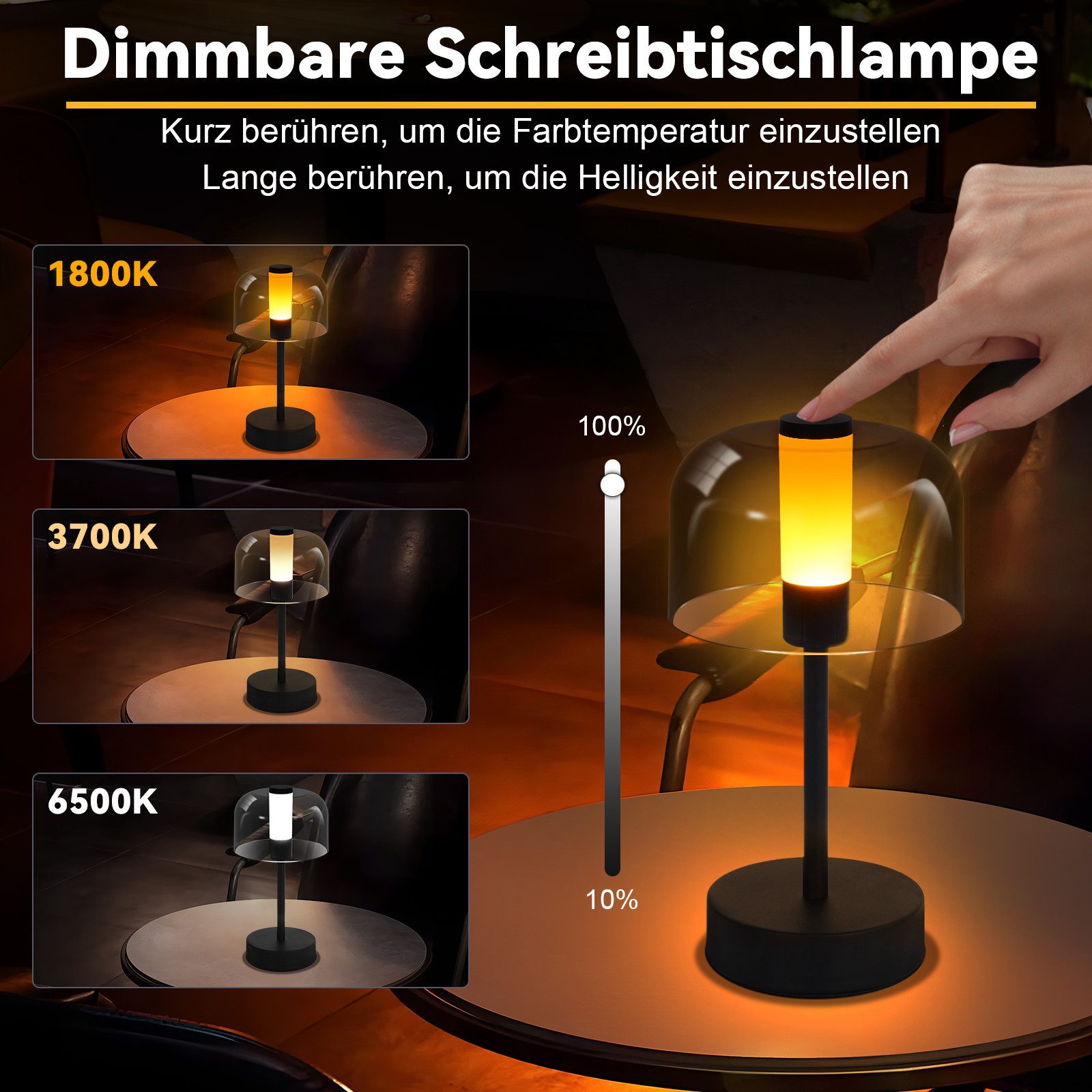 Nettlife LED Nachttischlampe Schwarz Touch Dimmbar günstig online kaufen