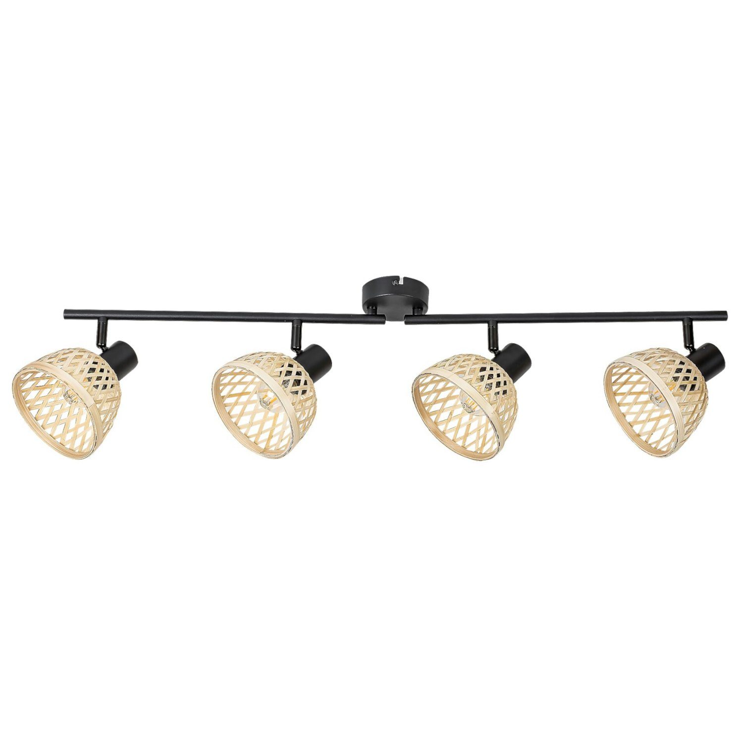 Rabalux Deckenleuchte, ohne Leuchtmittel, Rattan-Lampe, ind.spot.E14 4xMAX15W, Schwarz