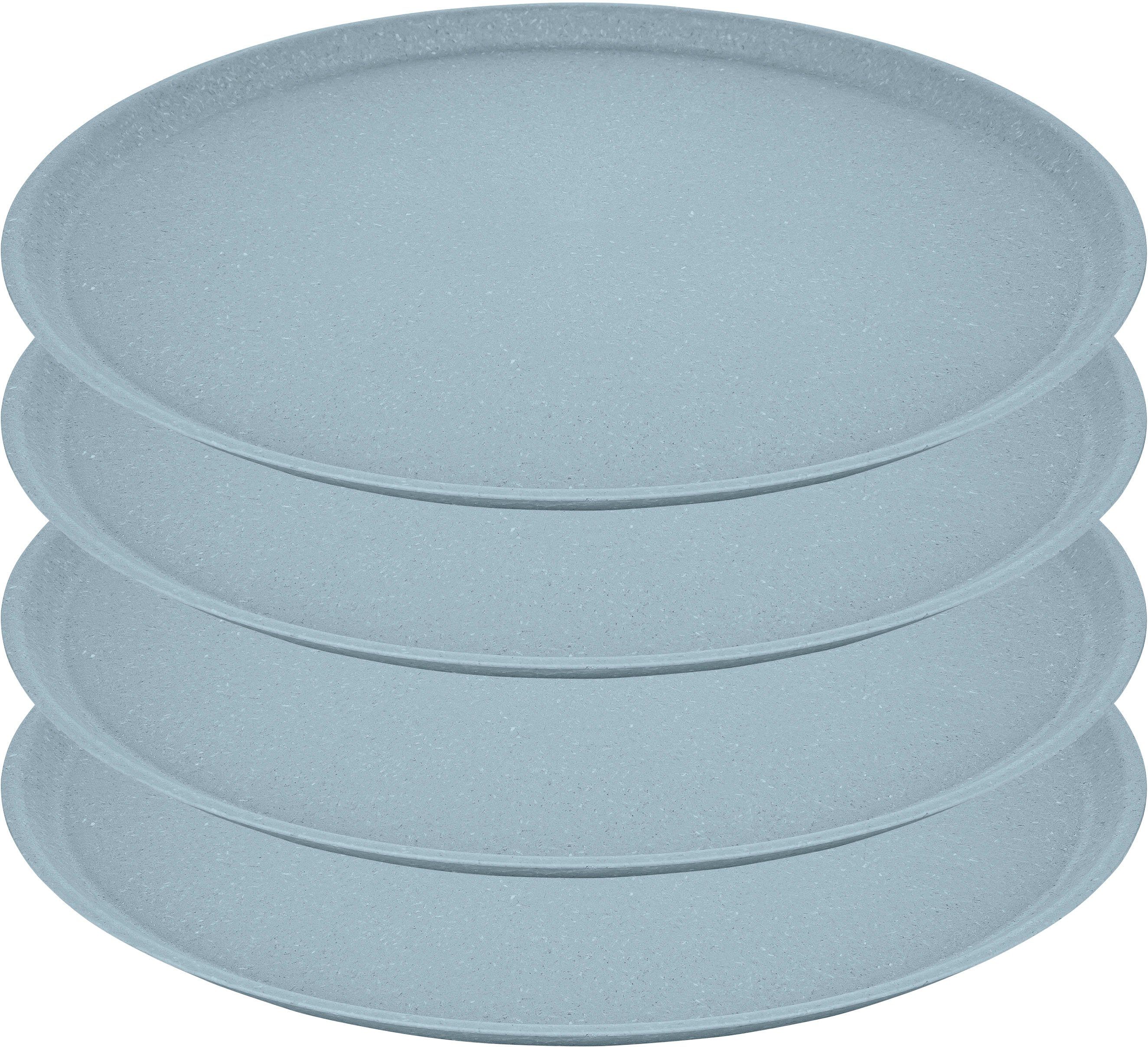 KOZIOL Teller CONNECT PLATE, (4 St), CO² neutral, Made in Germany. Biozirkulärer Kunststoff, 255 mm Blau