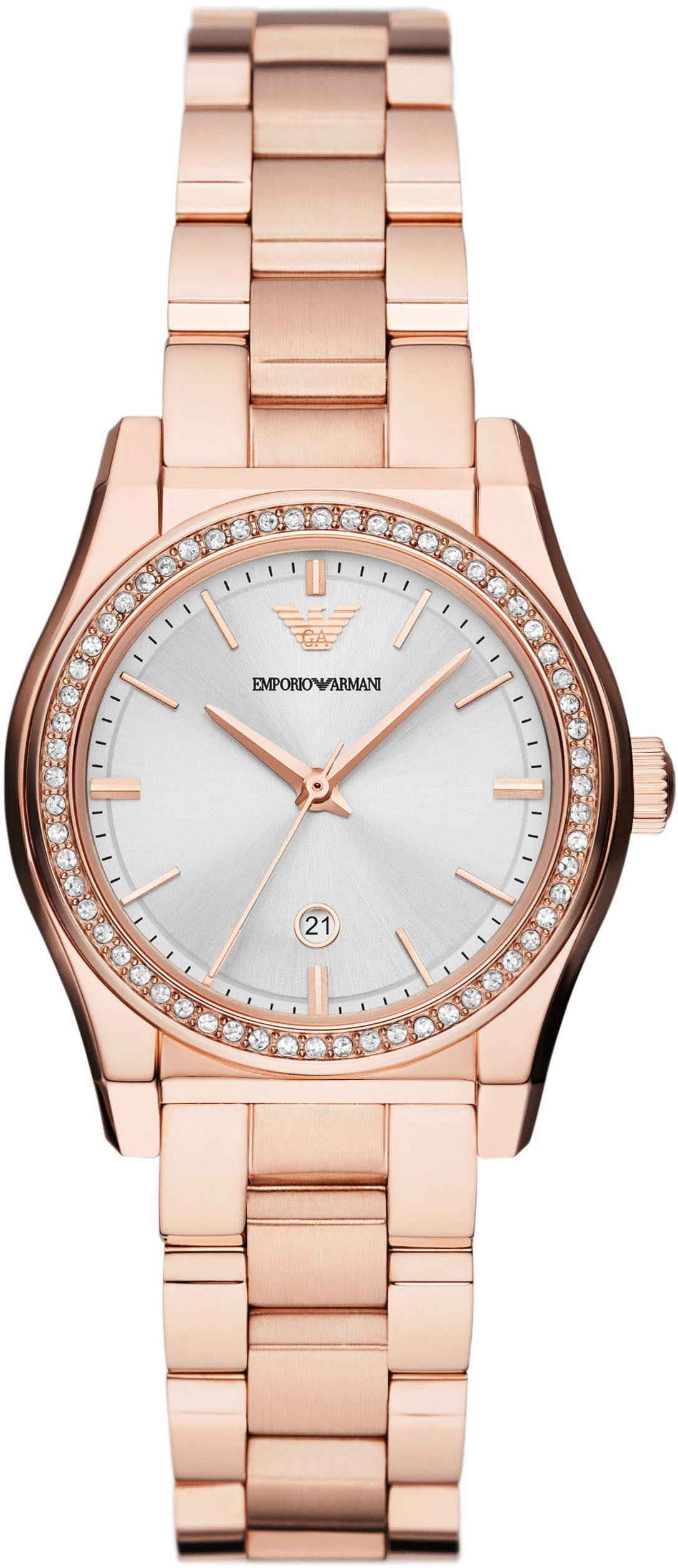Emporio Armani Quarzuhr AR11559, Armbanduhr, Damenuhr, analog, Edelstahlarmband