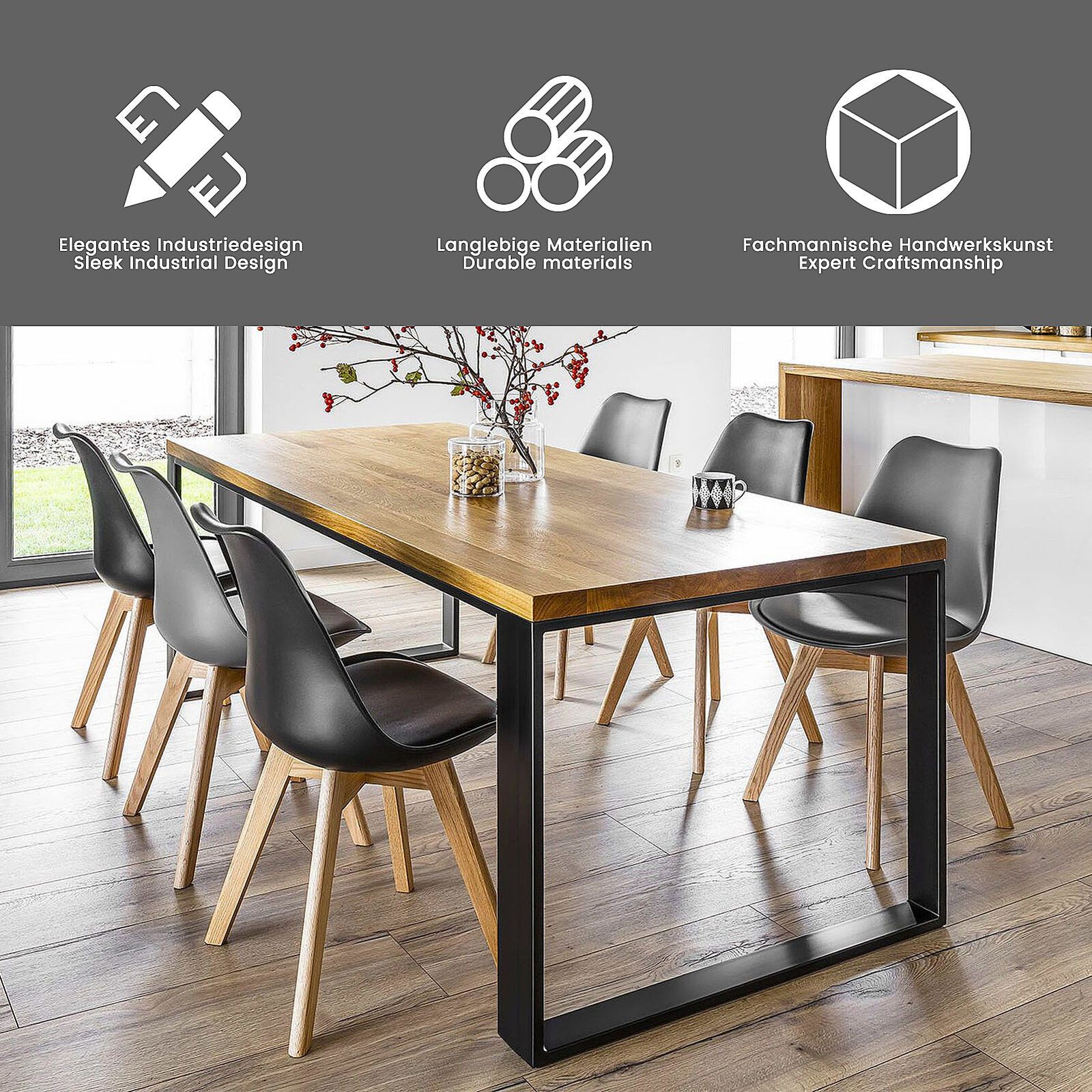 Youyijia Möbelfuß 2 Stück Metall Tischbeine 43x40cm Tischbeine Metall Schwarz