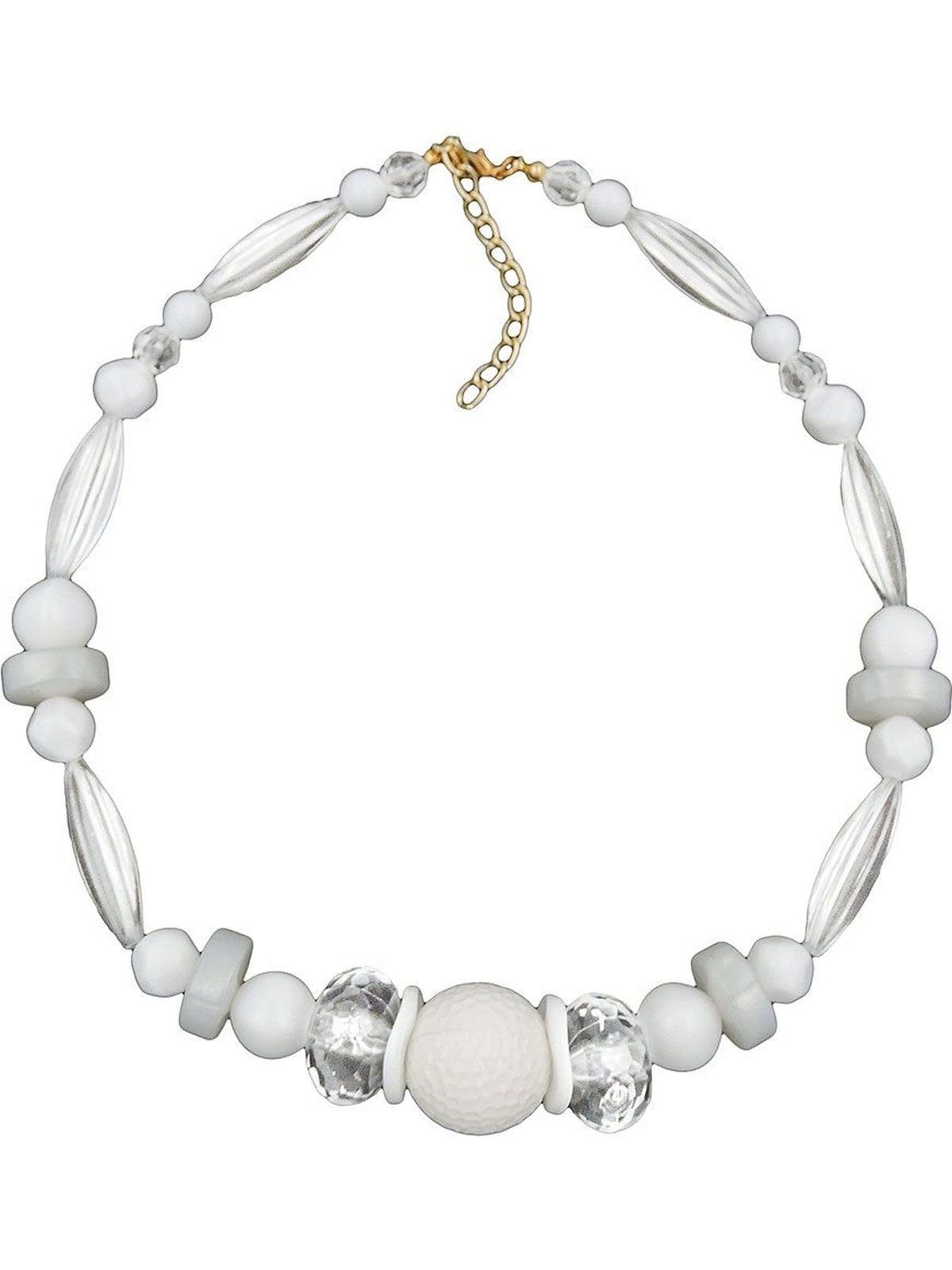 Gallay Perlenkette 21mm Wabenperle Kunststoffperlen weiß und transparent 45cm (1-tlg)