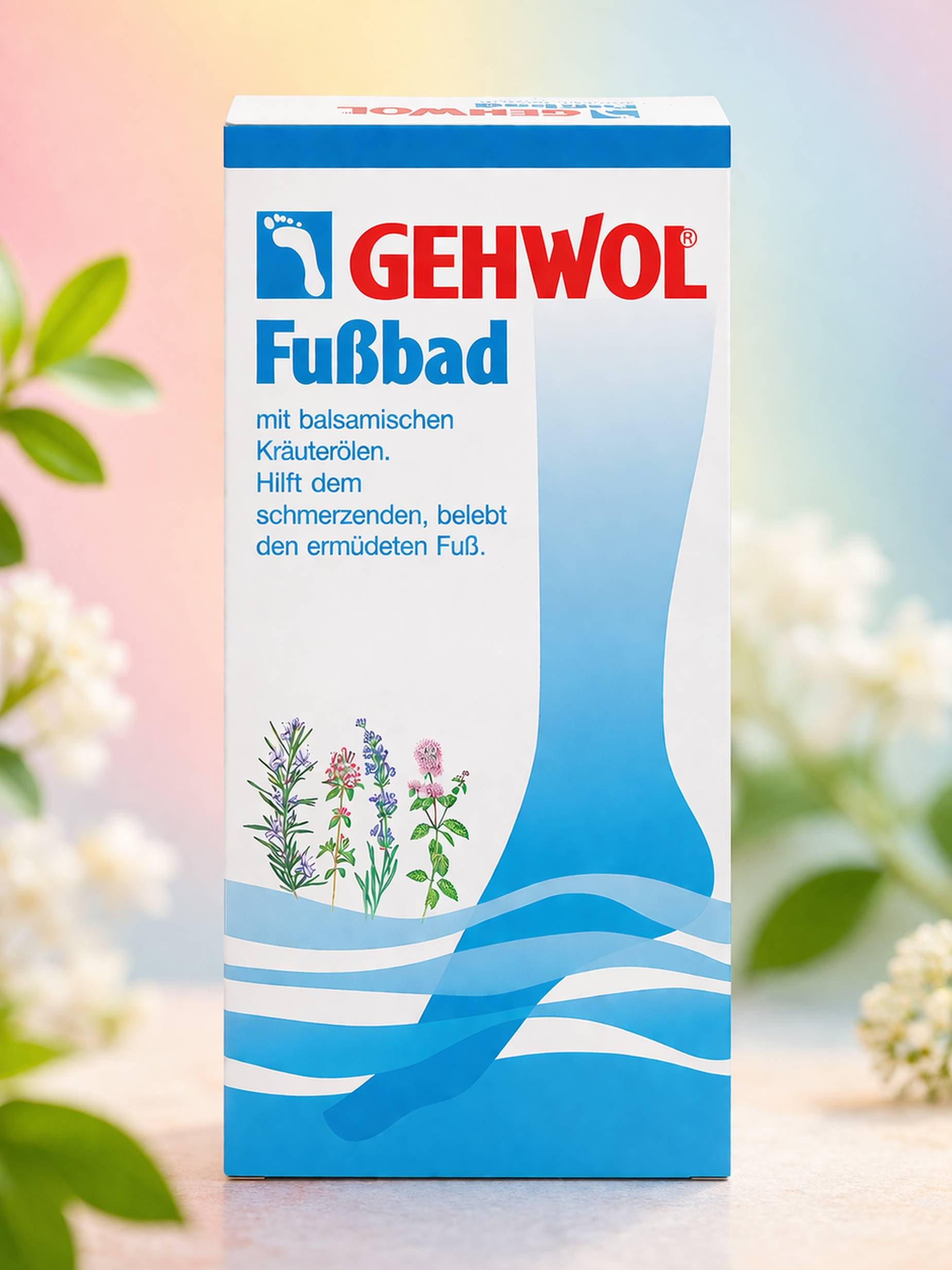 Eduard Gerlach GmbH Fußbädersalz GEHWOL Fußbad 400 g belebendes Fußpflegebad mit Kräuterölen Packung, belebt müde Füße, erweicht Hornhaut und desodoriert langanhaltend