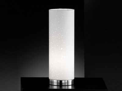 FISCHER & HONSEL LED Tischleuchte, Dimmfunktion, LED wechselbar, Warmweiß, Design-Klassiker Stofflampe 35cm dimmbar - Lampenschirm Zylinder Weiß