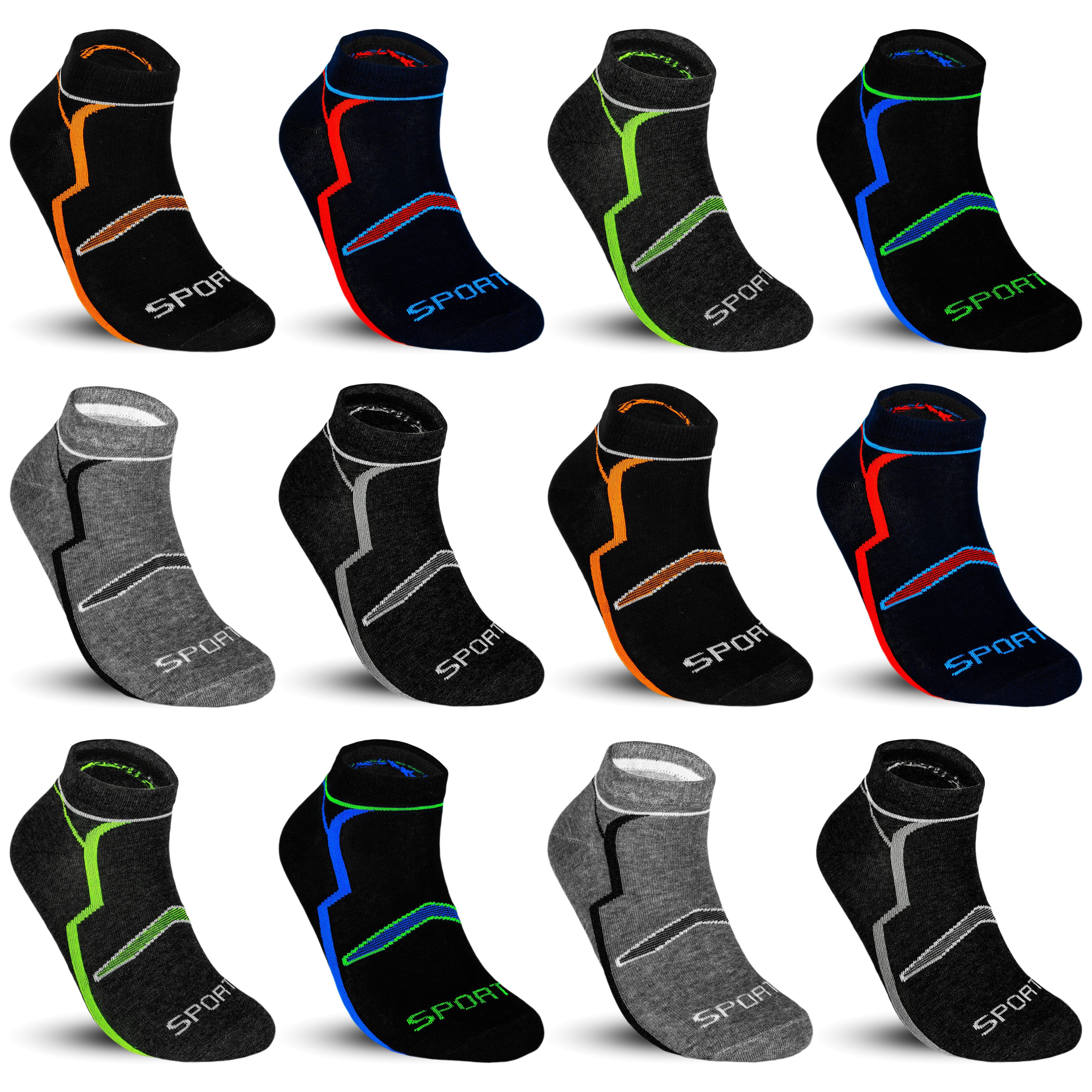 TEXEMP Sneakersocken 12 Paar Sneaker Socken Herren & Damen Füßlinge Baumwolle Freizeit Kurz