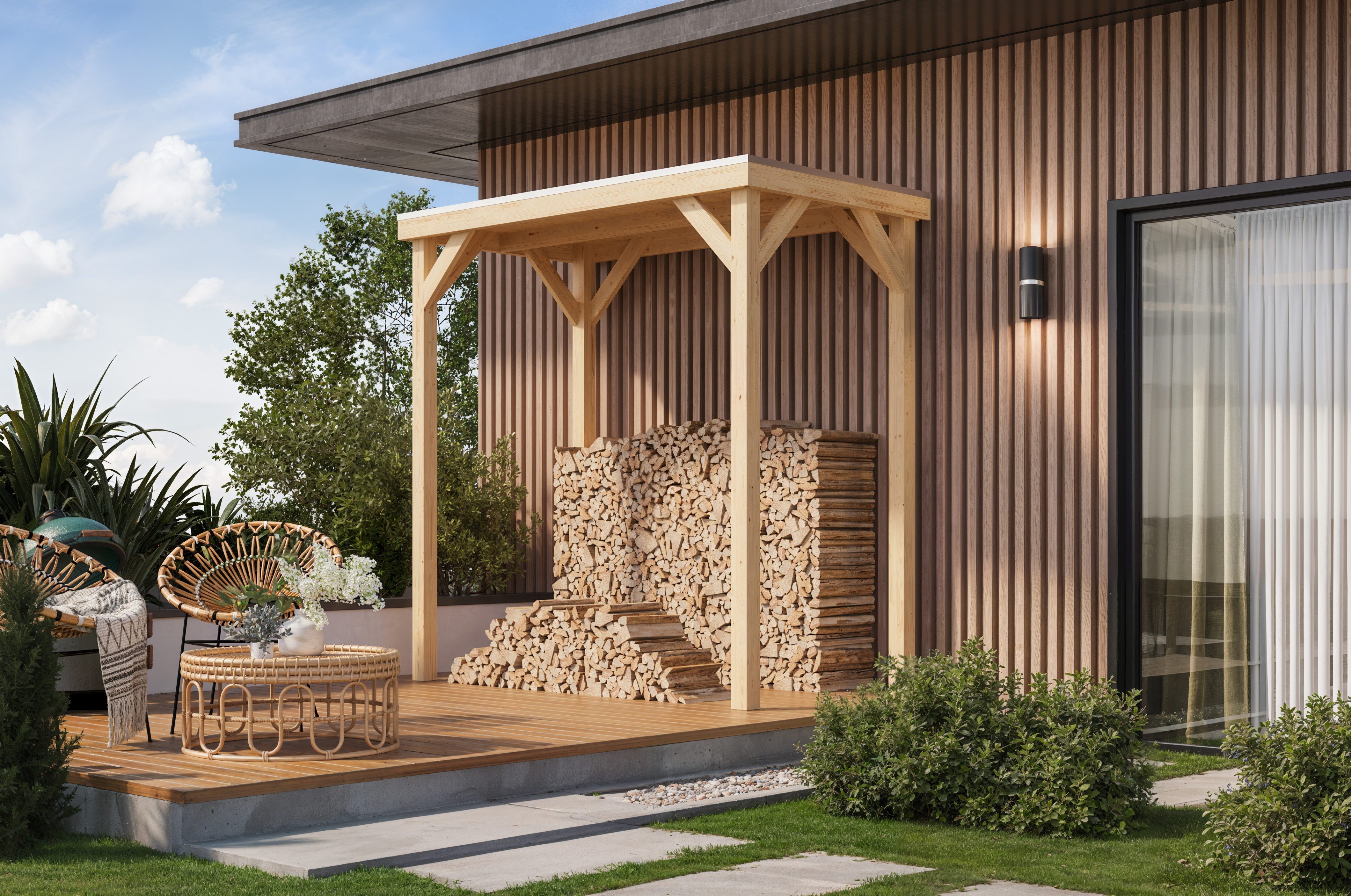 Karibu Holzpavillon Pergola Quadratus, verschiedene Größen