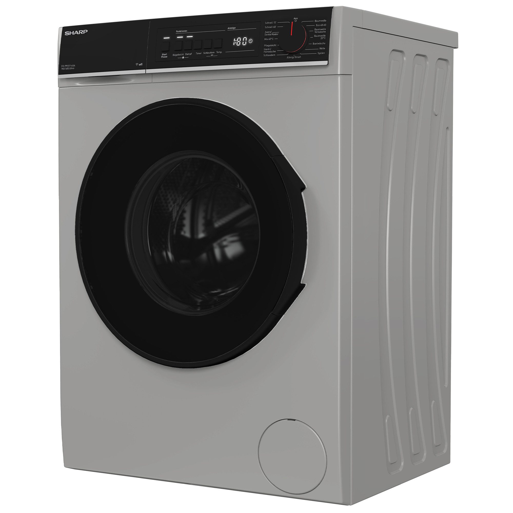 Sharp Waschmaschine ES-PRO714SA-DE, 7 kg, 1400 U/min, AquaStop, AllergySmart, Dampf, WiFi, Kindersicherung