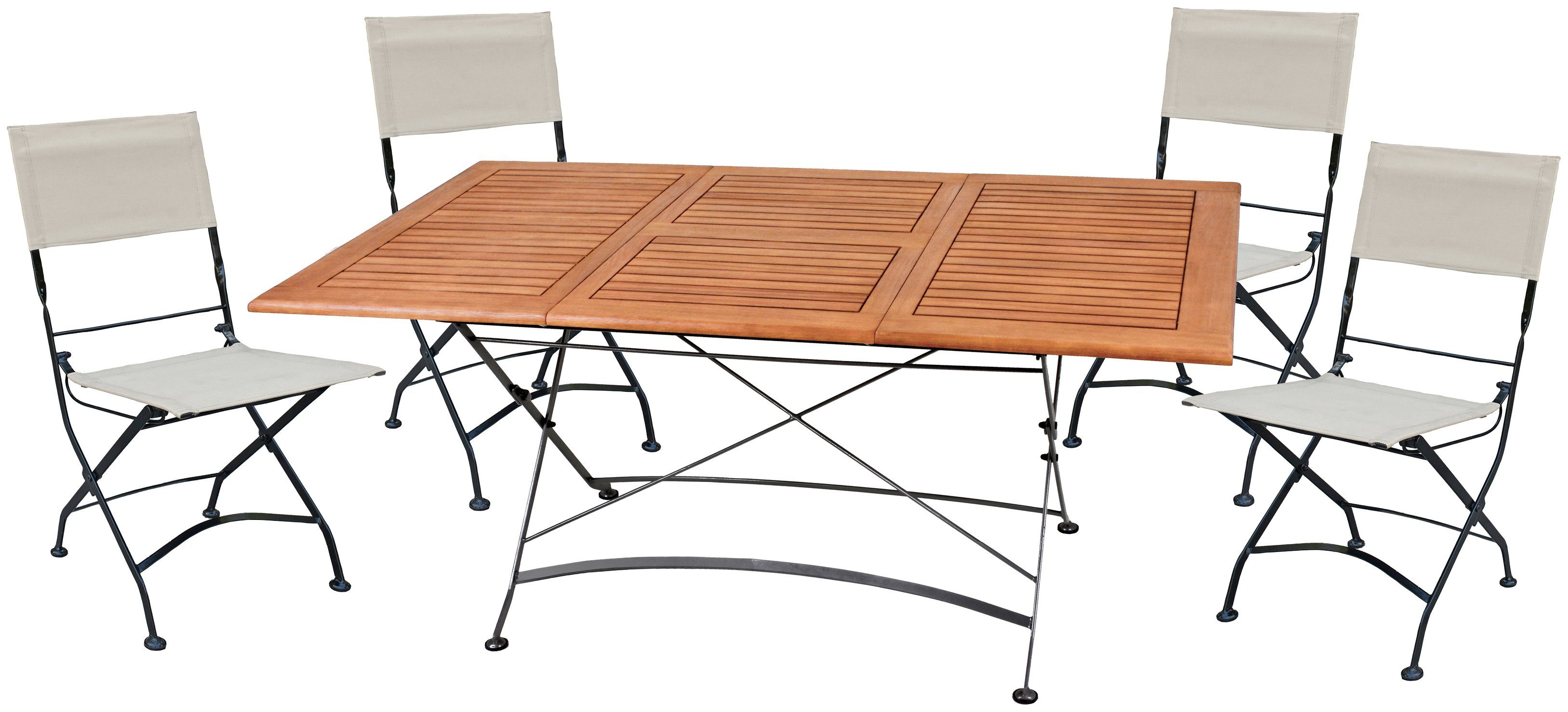 Garden Pleasure Garten-Essgruppe TRIEST, (5-tlg), mit leicht ausziehbarem Tisch