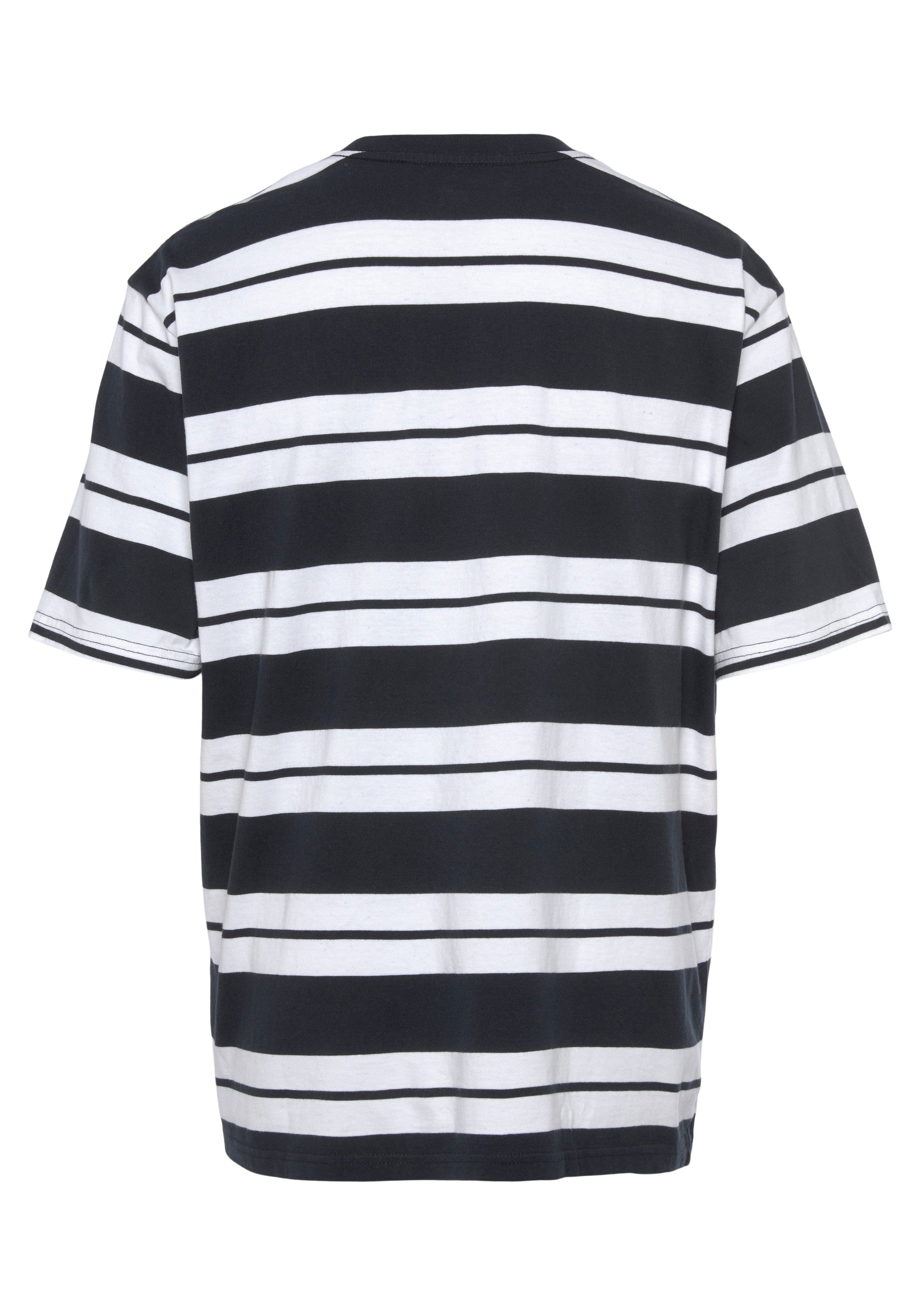 Tee Levi's® Rundhalsshirt im Stay Blockstreifendessin Loose Graphic schwarz-weiß-gestreift