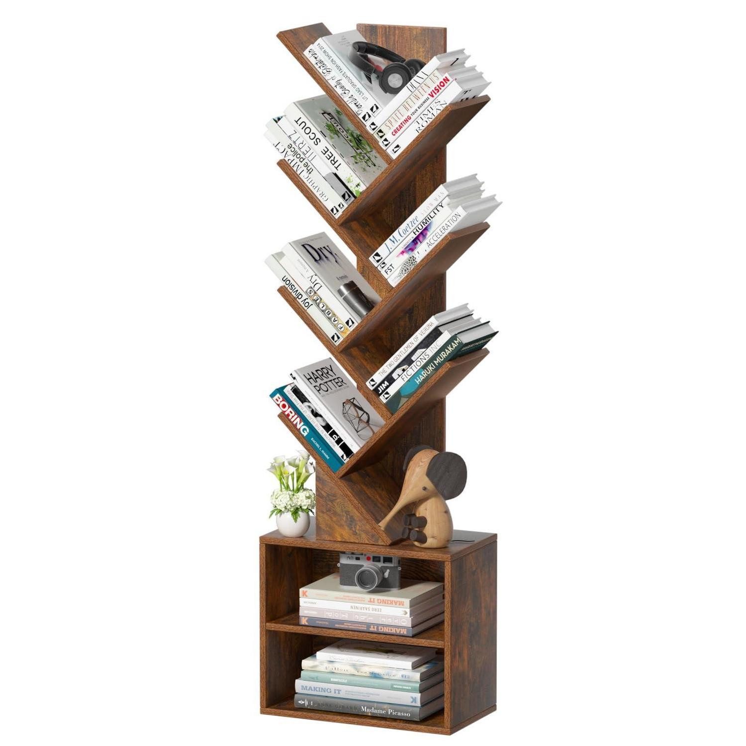 LuxusKollektion Bücherregal Bücherregal Baum 10 Etagen Retro Braun, 1-tlg.