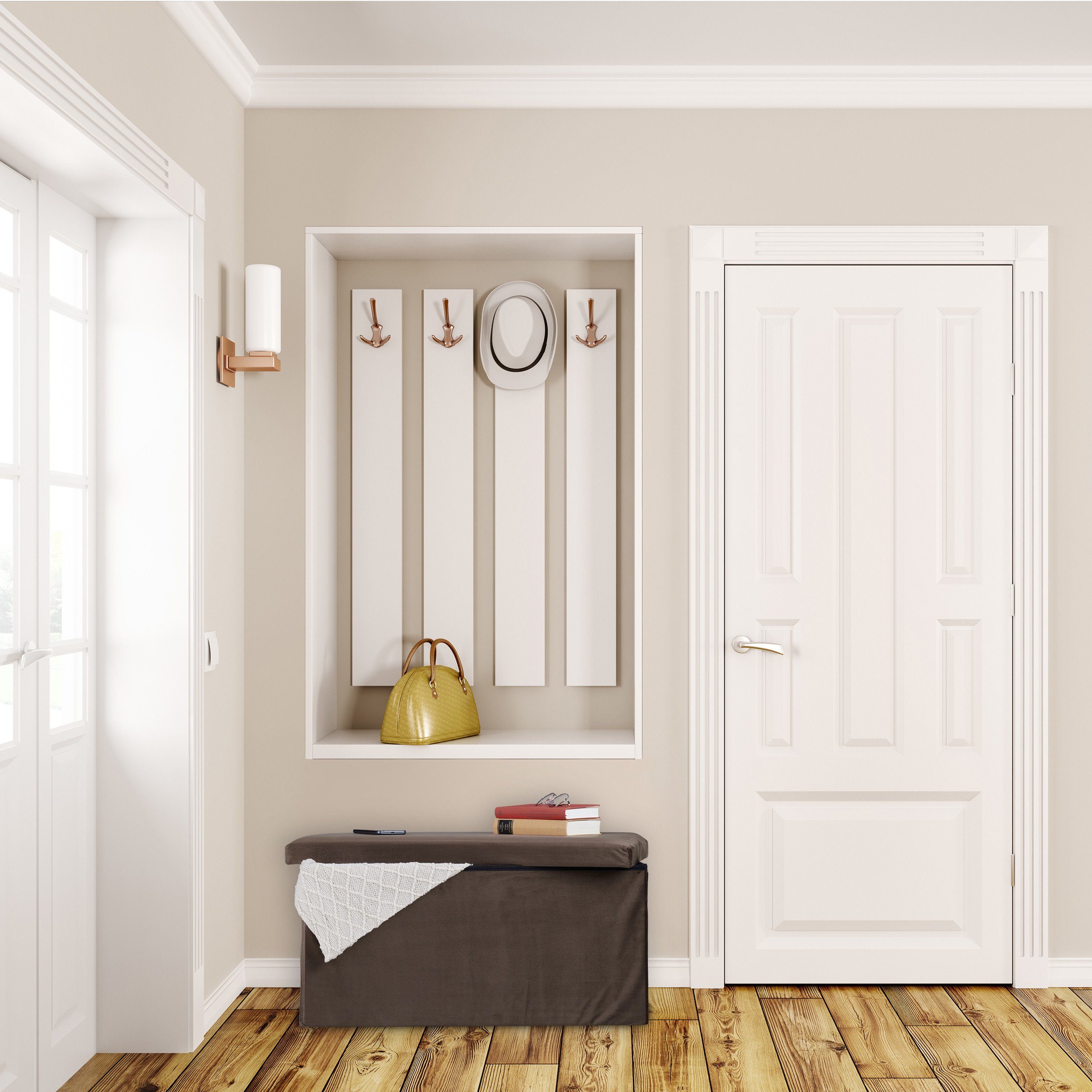 relaxdays Sitzbank Faltbare Samt Sitzbank (1-St), braun – Bild 2 von 5
