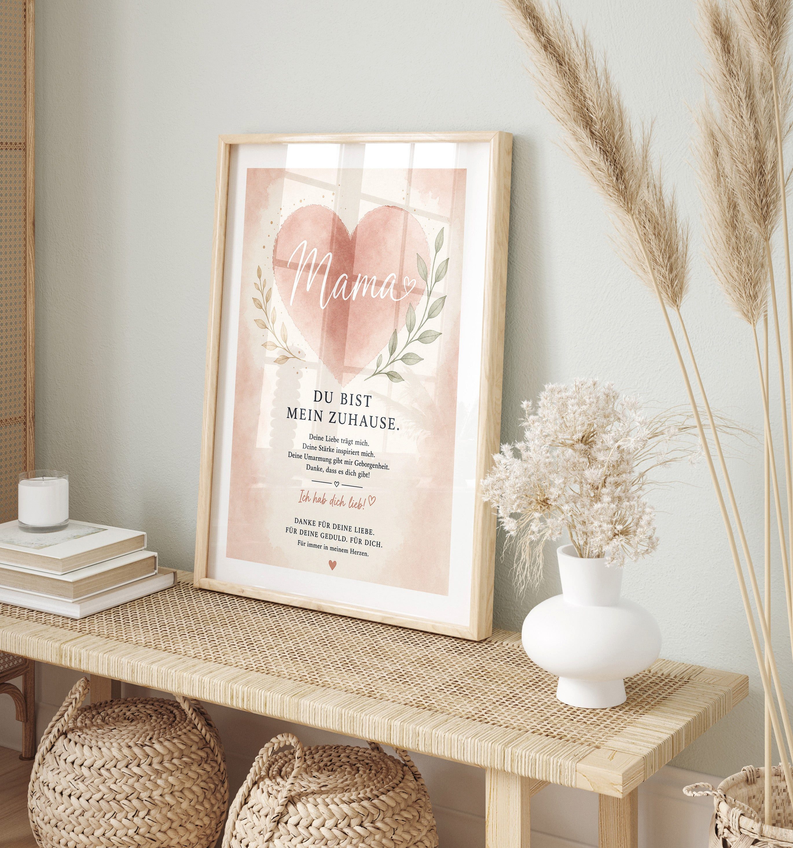 JUSTGOODMOOD Poster Muttertag Mama Herz Geschenk für Mama Liebe Spruch Wanddeko Familie Pr, (1 St)