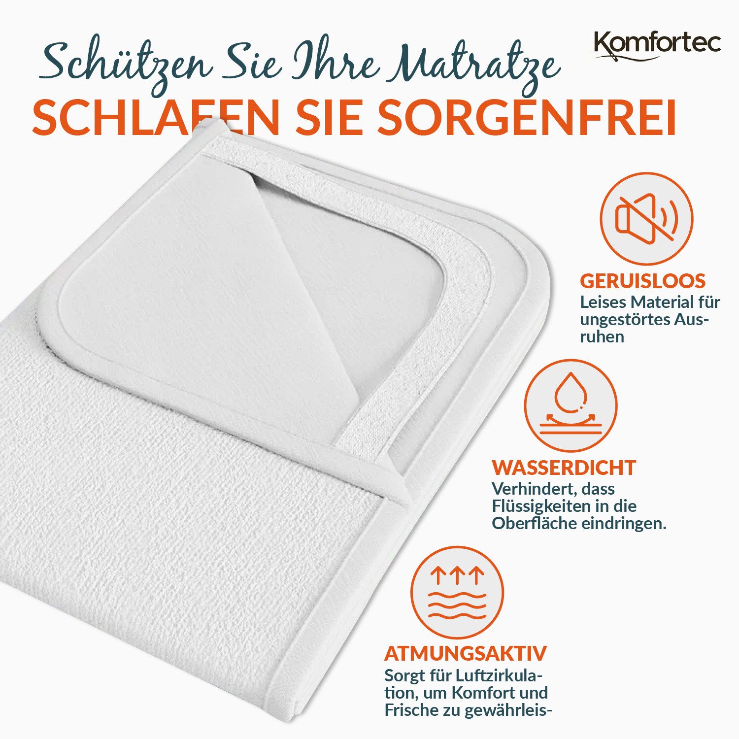 Matratzenschoner 60x120, 90x200, 120x200, 140x200, 160x200, 180x200 oder 200x200 cm Komfortec, 1 oder 2 Stück Wasserdichter, Atmungsaktive Matratzenauflage