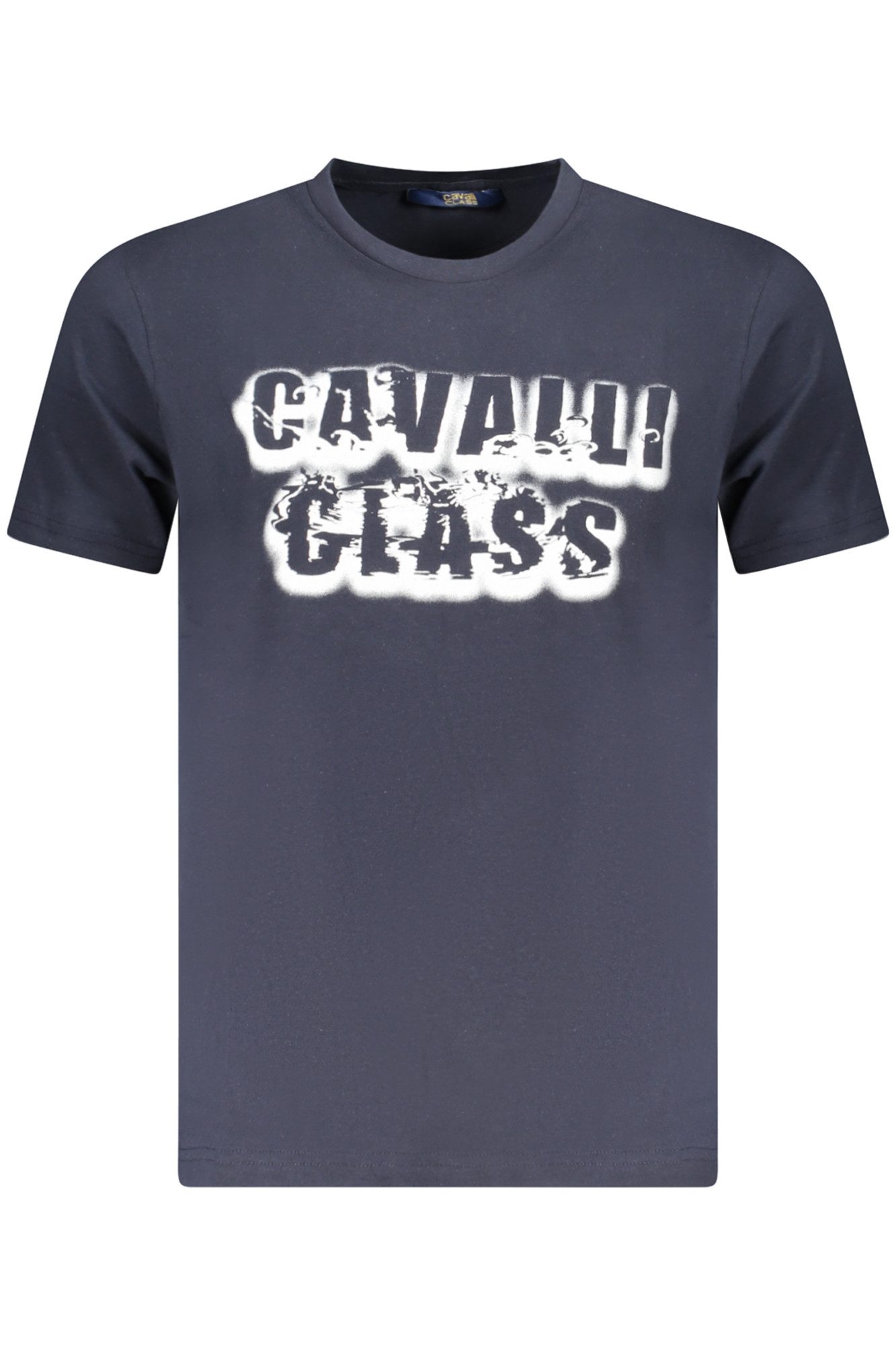 Cavalli Class T-Shirt Herren Kurzarm T-Shirt Blau mit Logo & Print -