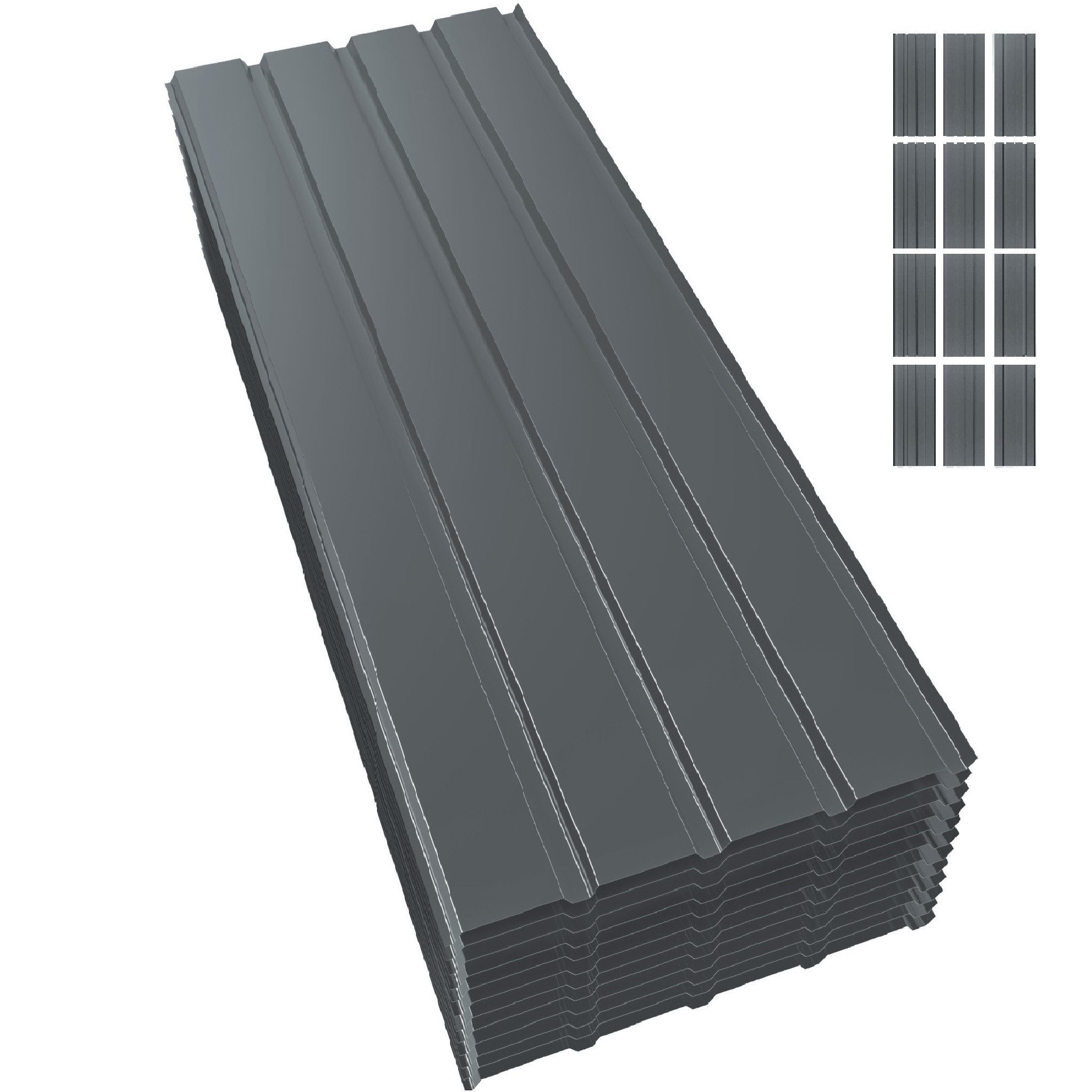 Mondeer Wellplatte Dachplatten(12-tlg), (12-St), 12x Trapezblech 115cm x 45cm verzinkt Profilblech Dachblech