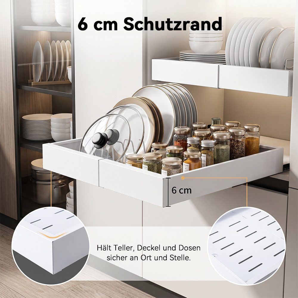 VIVREAL Küchenorganizer-Set Teleskopschublade küche, Besteckkasten für schubladen, ohne Bohren, (1-tlg), Flexibel 32–52 cm, bis 15 kg belastbar, für Küche Speis – Bild 5 von 5
