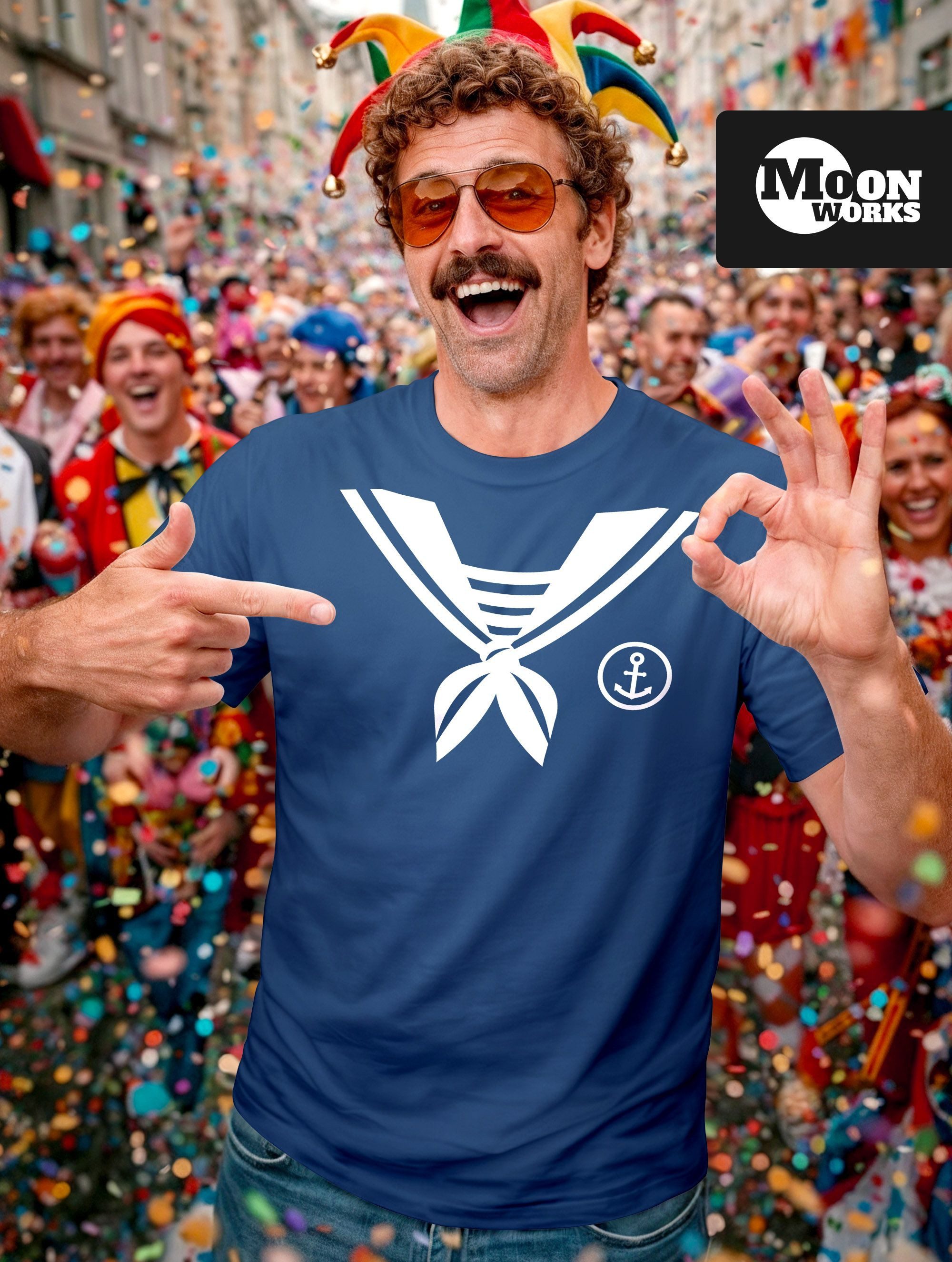 MoonWorks Print-Shirt Herren T-Shirt Matrose Sailor Last Minute Faschingsko günstig online kaufen