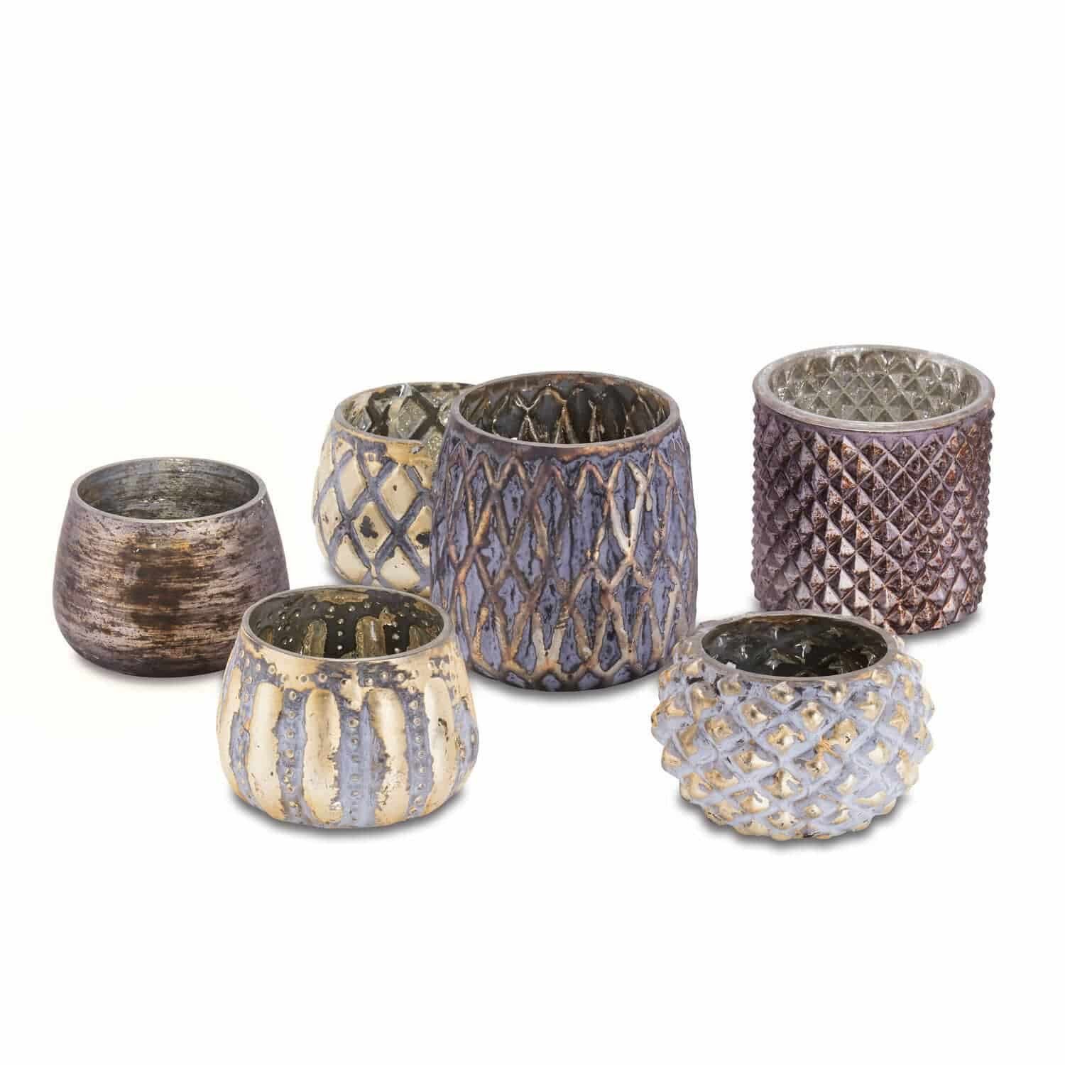 Mirabeau Windlicht Windlichter 6er Set Fajolle grau/gold (6er Set, 6er Set)
