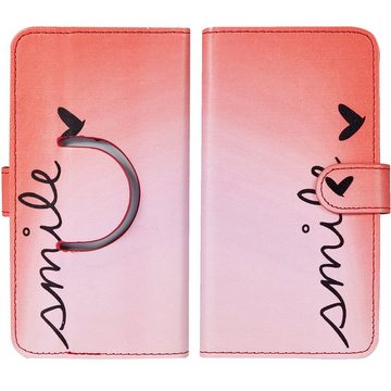 K-S-Trade Handyhülle für Xiaomi Mi Note 10, Schutzhülle Handyhülle Hülle cover bookstyle Etui ''smile'' rot