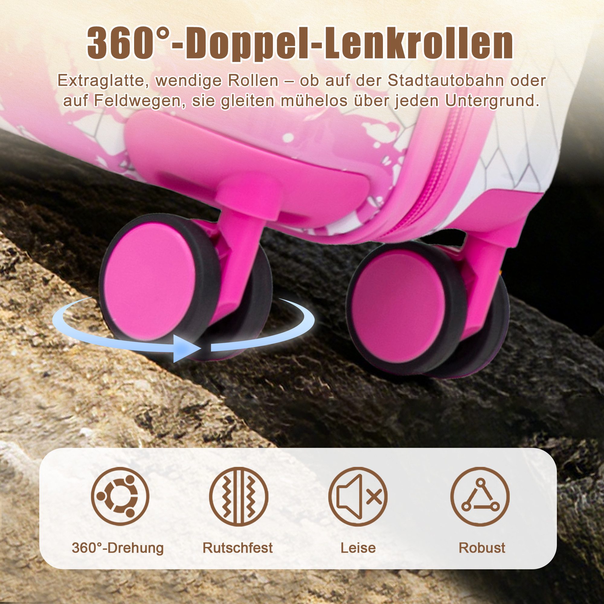 i@home Koffer 20‑Zoll‑PC‑Spinner‑Rad‑Koffer, Handgepäck‑Koffer, mit bedrucktem Muster und Zahlenschloss – Bild 4 von 5