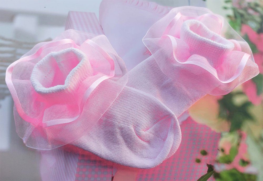 La Bortini Socken Socken Baby und Kinder Socken mit Rüschen in Rosa