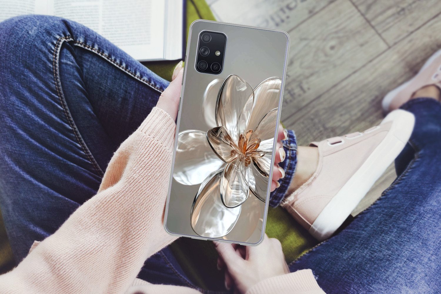 MuchoWow Handyhülle für Samsung Galaxy A51 Blume - Gläser - Transluzent, Smartphone-Bumper, Print, Handy Schutzhülle Dünn
