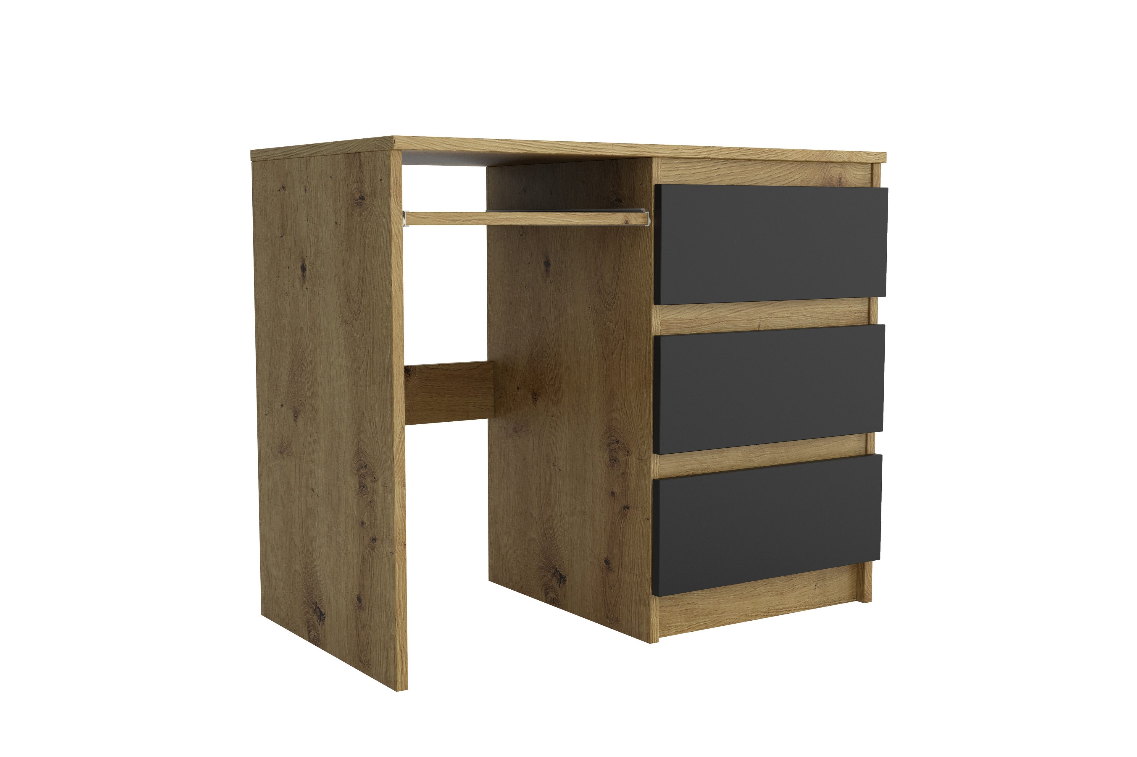 Masseno Schreibtisch VALERIO 90 x 76 cm mit 3 Schubladen Eiche Artisan