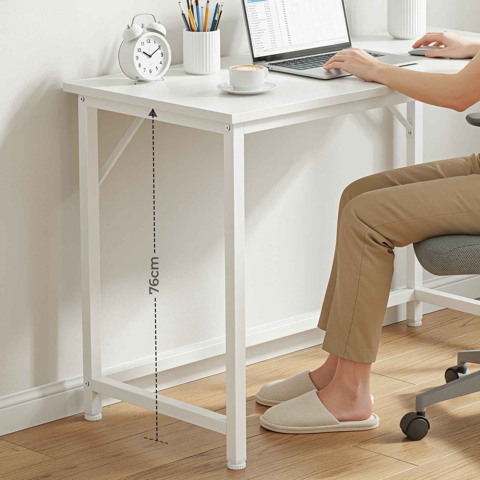 Aiorber Computertisch Aiorber-Weißer Bürotisch 100×50×76cm minimalistisch, verstellbare Füße, verstärkte Stahlkonstruktion – Bild 4 von 5