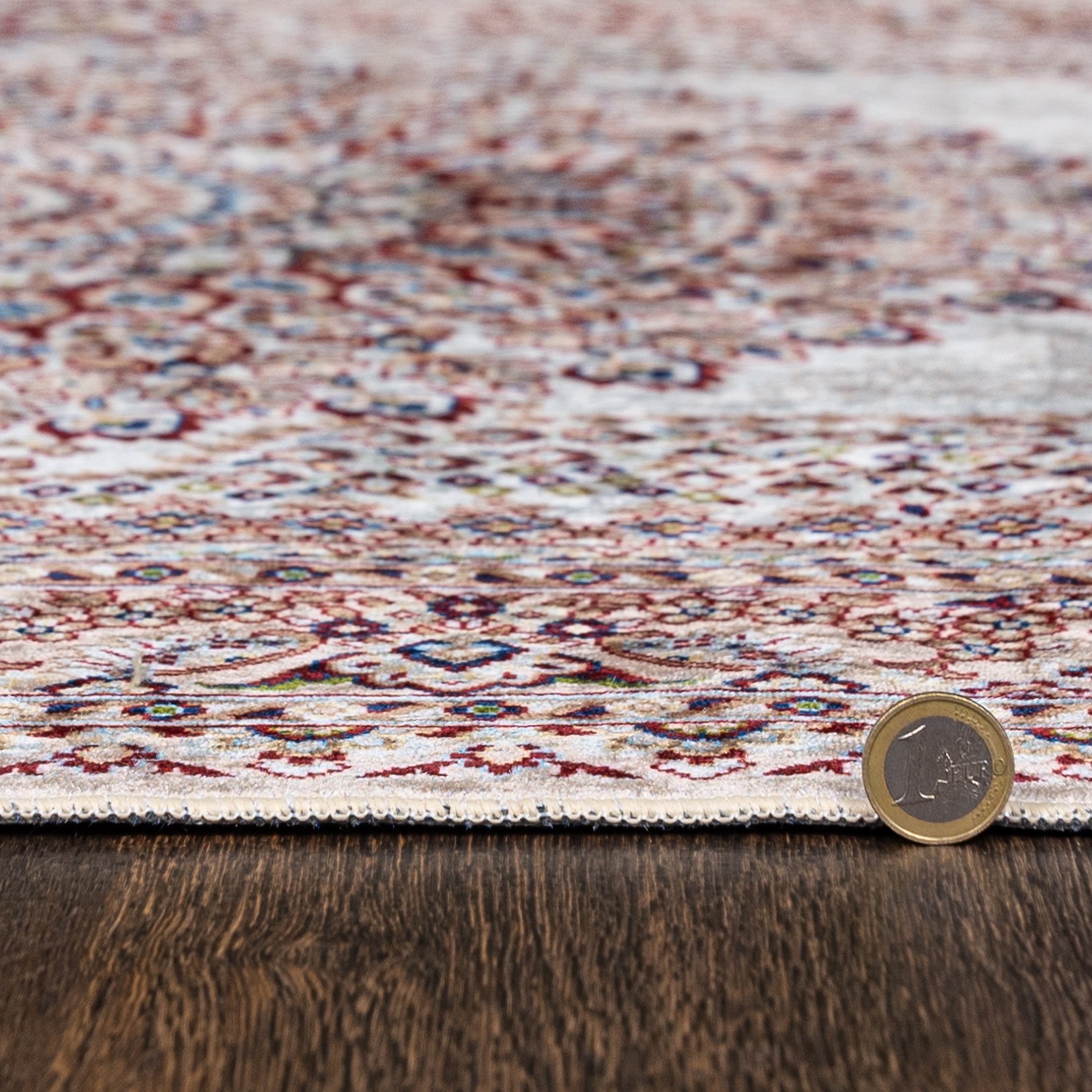 Orientteppich Orientalisch Vintage Teppich Creme Orient Waschbar 42410 Kurflor, in 150 Höhe 5 / cm, 80 Rutschfest Traditioneller mm, x Teppich, Mazovia, Waschmaschine, Beige