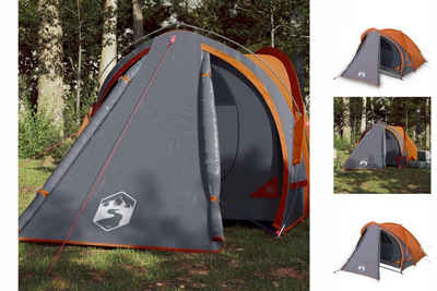 vidaXL Vorzelt Campingzelt 2 Personen Grau Orange 320x140x120 cm 185T Taft