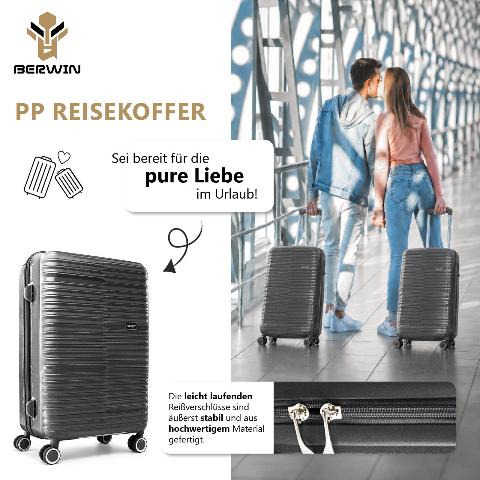 Barut Trolleyset PP Reisekofferset Dunkelgrau, (Set, 3 tlg., MS-19065)