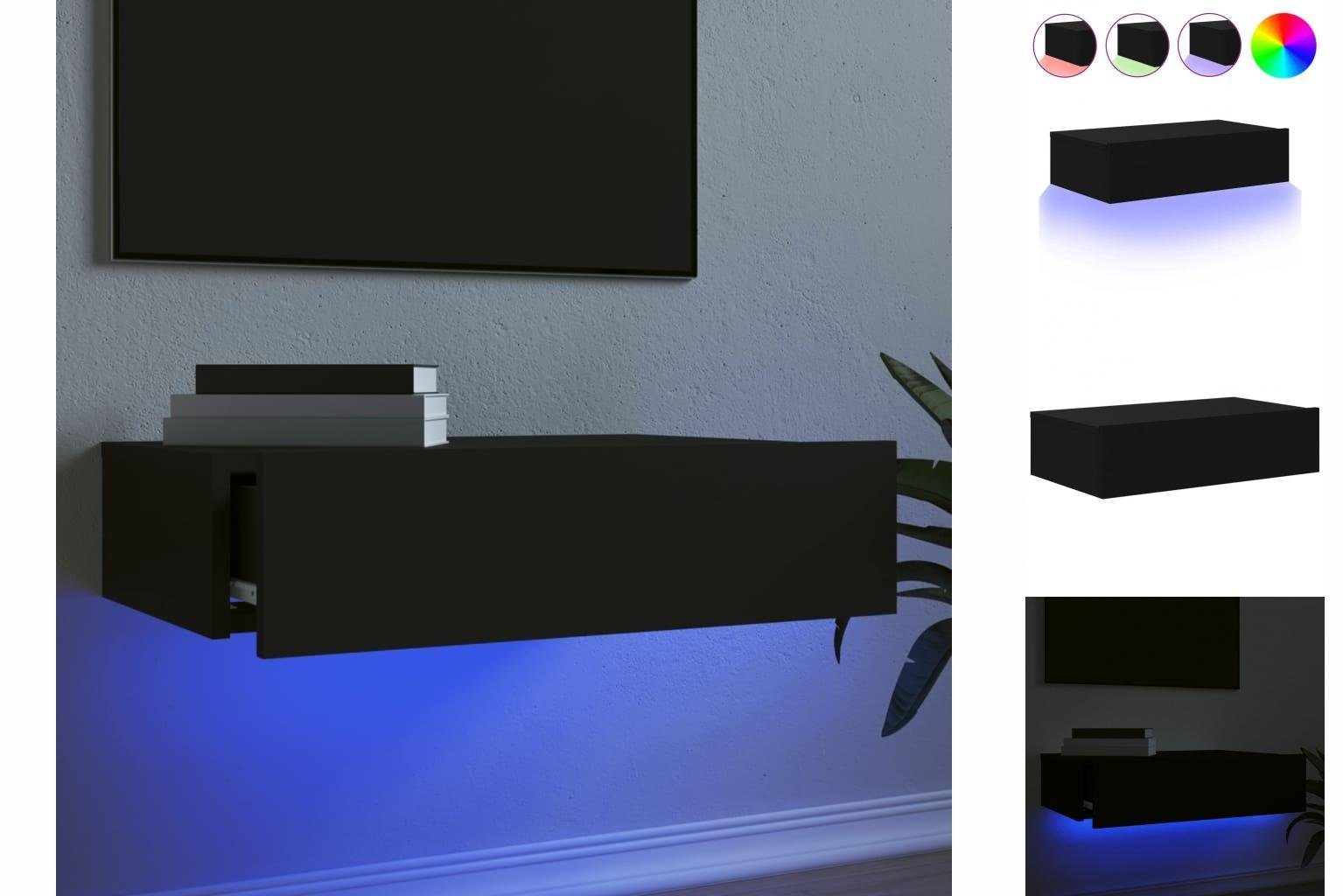 vidaXL 60x35x15,5 TV-Schrank LED-Leuchten cm TV-Schrank TV-Lowboard Schwarz mit