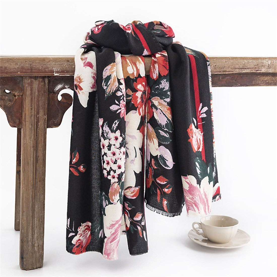 DÖRÖY Modeschal Damen Retro Winter gedruckt Schal, Coldproof Warm Schal, Schal