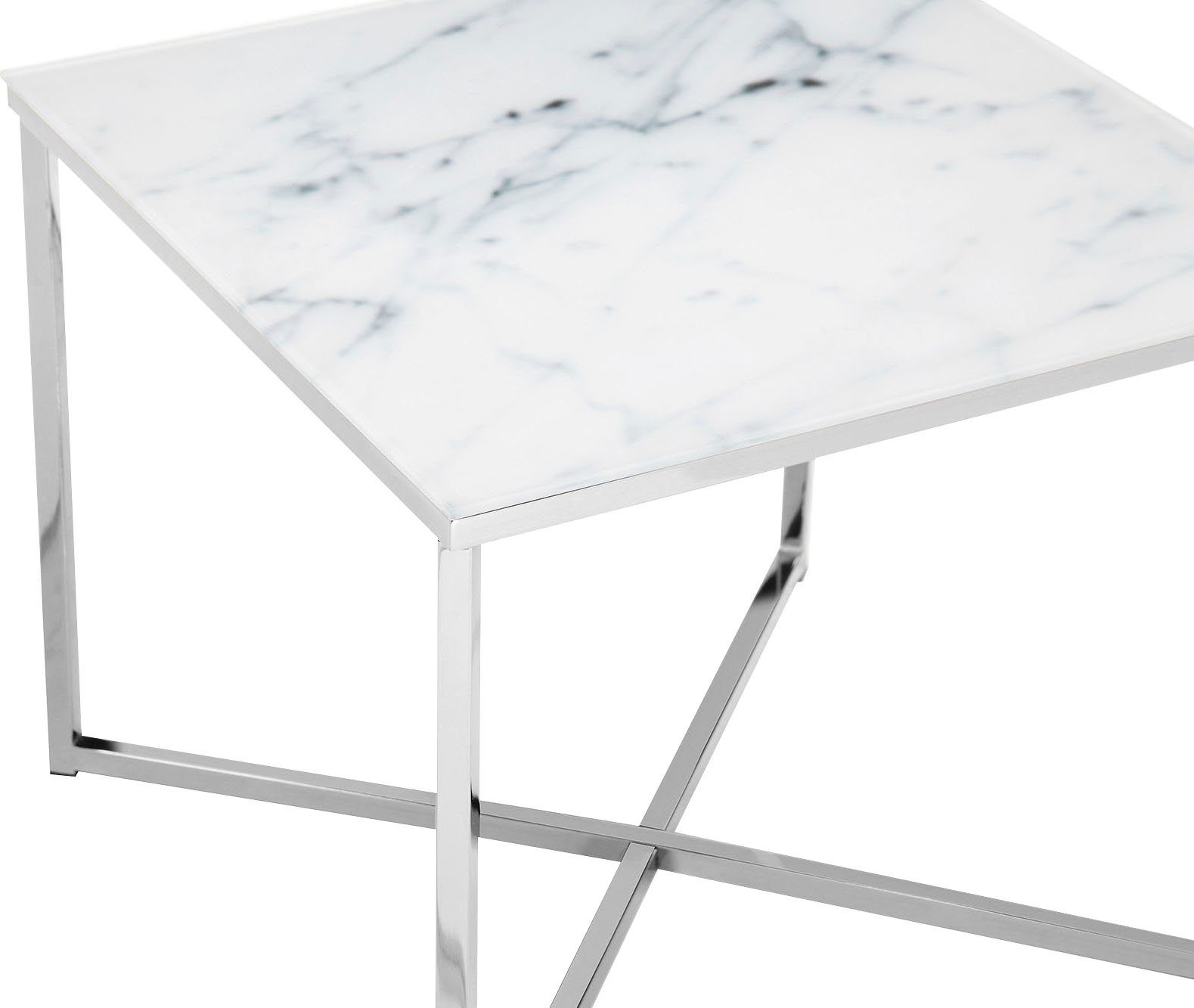 in | Tischplatte SalesFever Beistelltisch, Weiß/Chromfarben Chromfarben Marmoroptik | Weiß