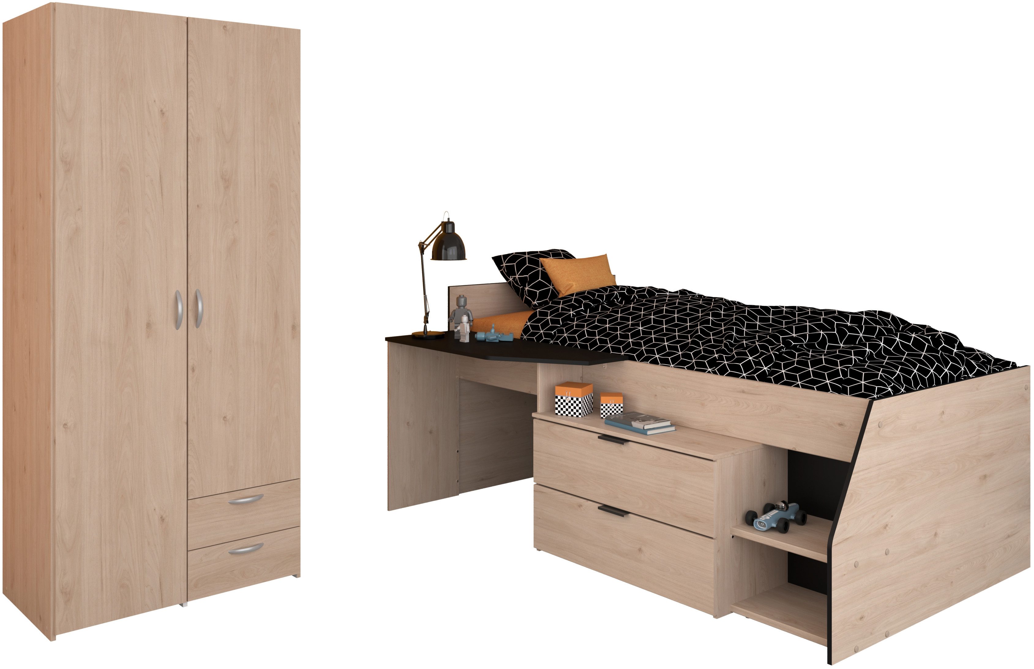 Parisot Jugendzimmer-Set Milky 22, (Set, 2-tlg)
