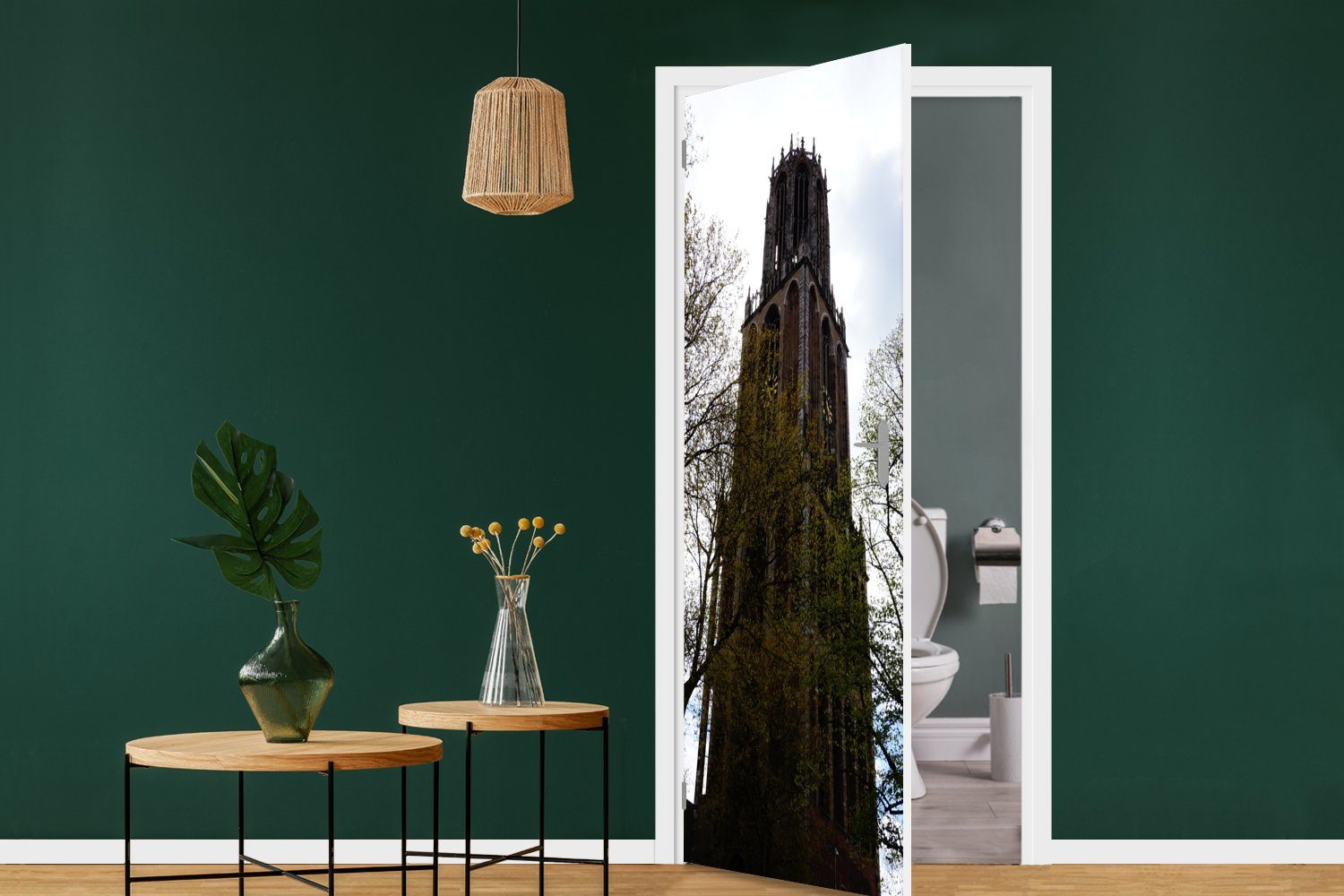 (1 Fototapete Utrecht, - - für Baum Tür, bedruckt, Türaufkleber, Matt, Türtapete St), Domturm cm 75x205 MuchoWow