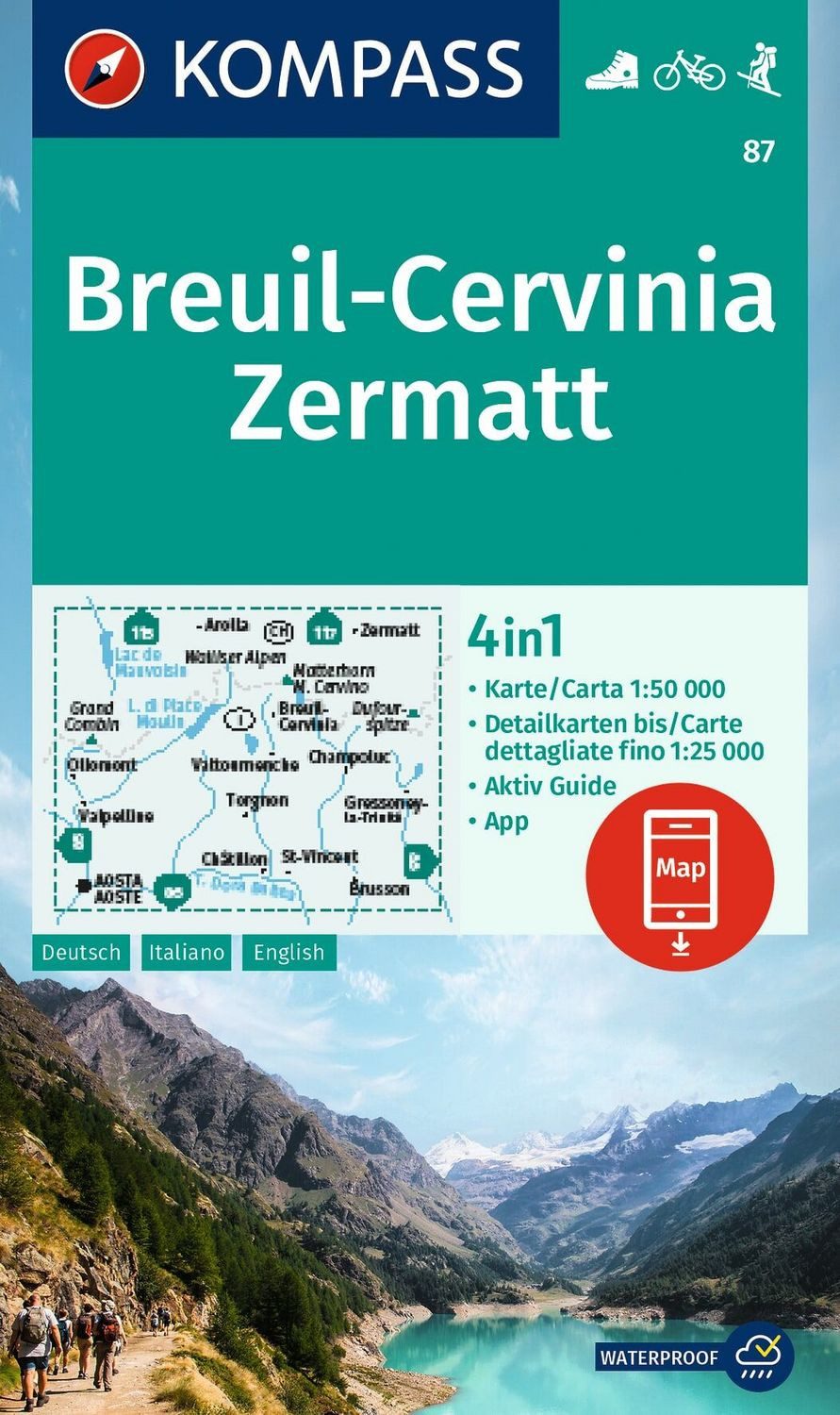 KOMPASS Wanderkarte 87 Breuil-Cervinia, Zermatt 1:50.000 / diverse