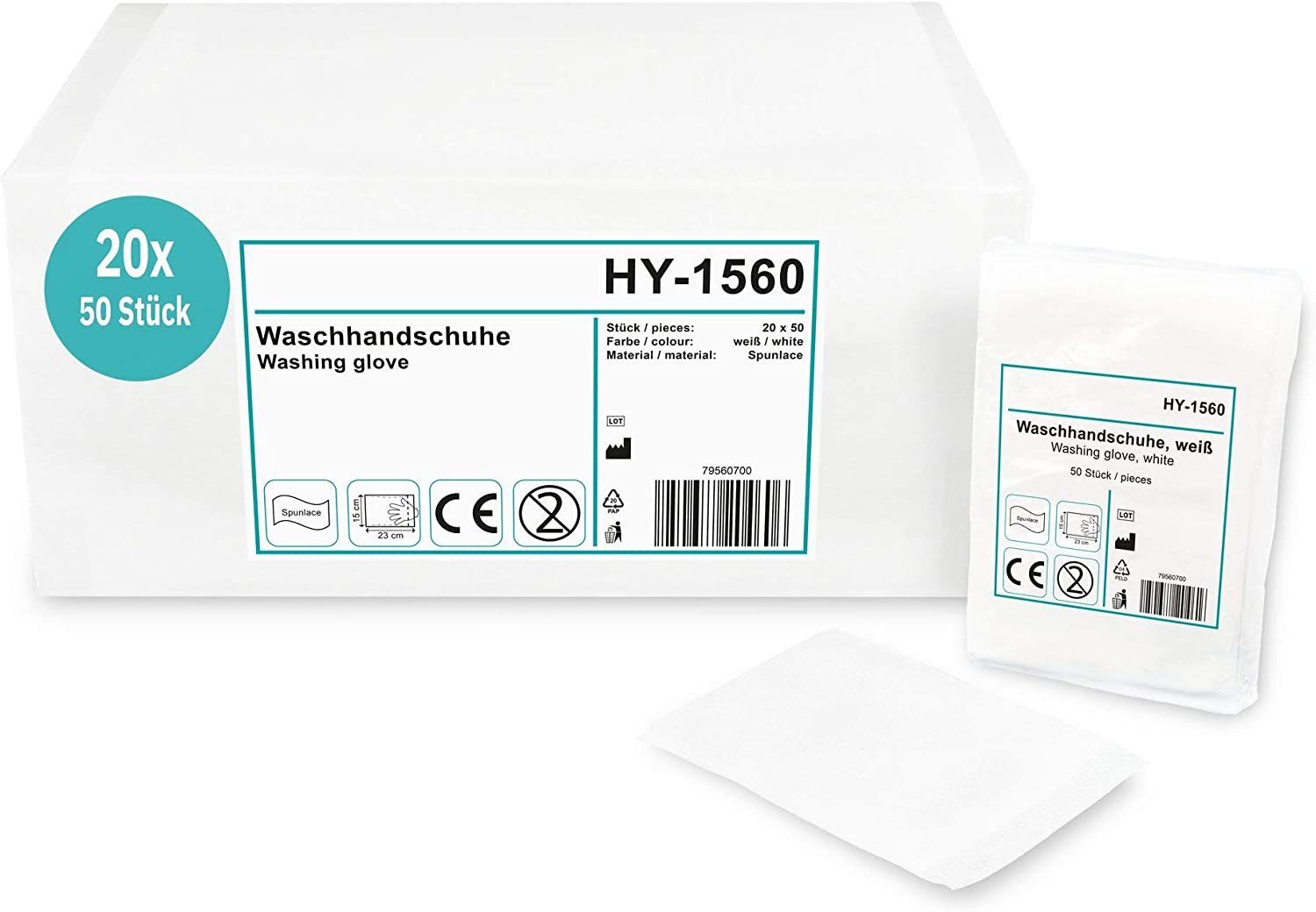 Hypafol Einweghandschuhe Spunlace Einmalwaschlappen für Babys & Erwachsene (Set 10x50 Stk. / 20x50 Stk., 1000-St) aus Vliesstoff, zur Körperpflege