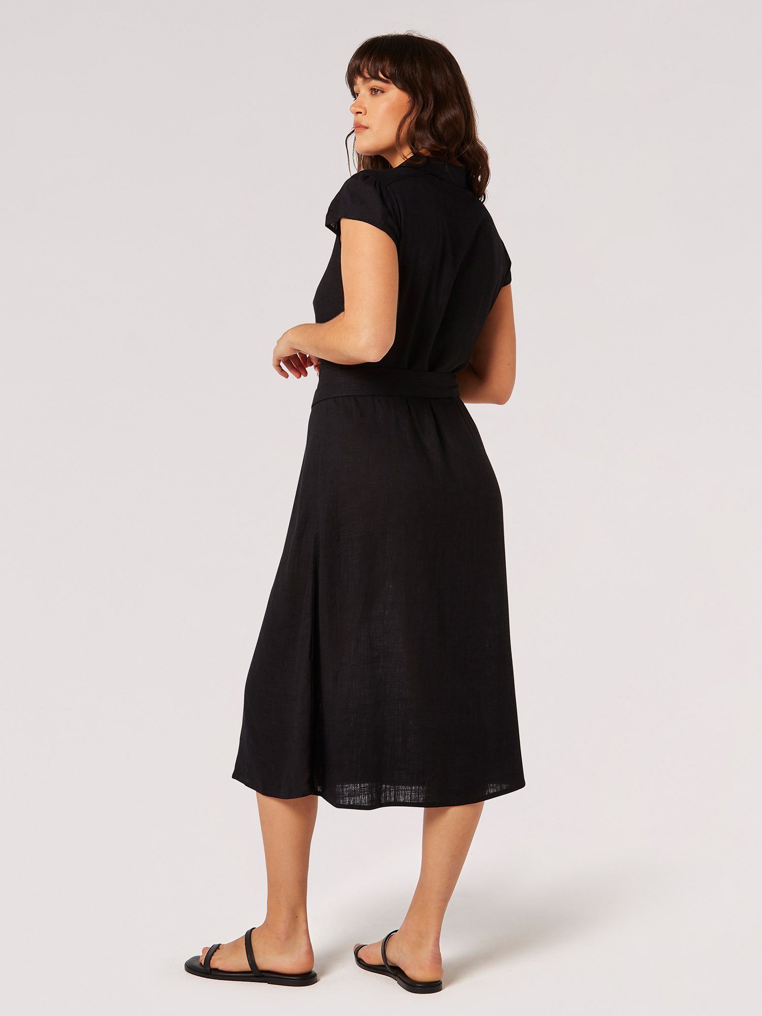 Apricot Midikleid Vintage-Knopfkleid (2-tlg., mit Gürtel) mit Gürtel – Bild 4 von 4