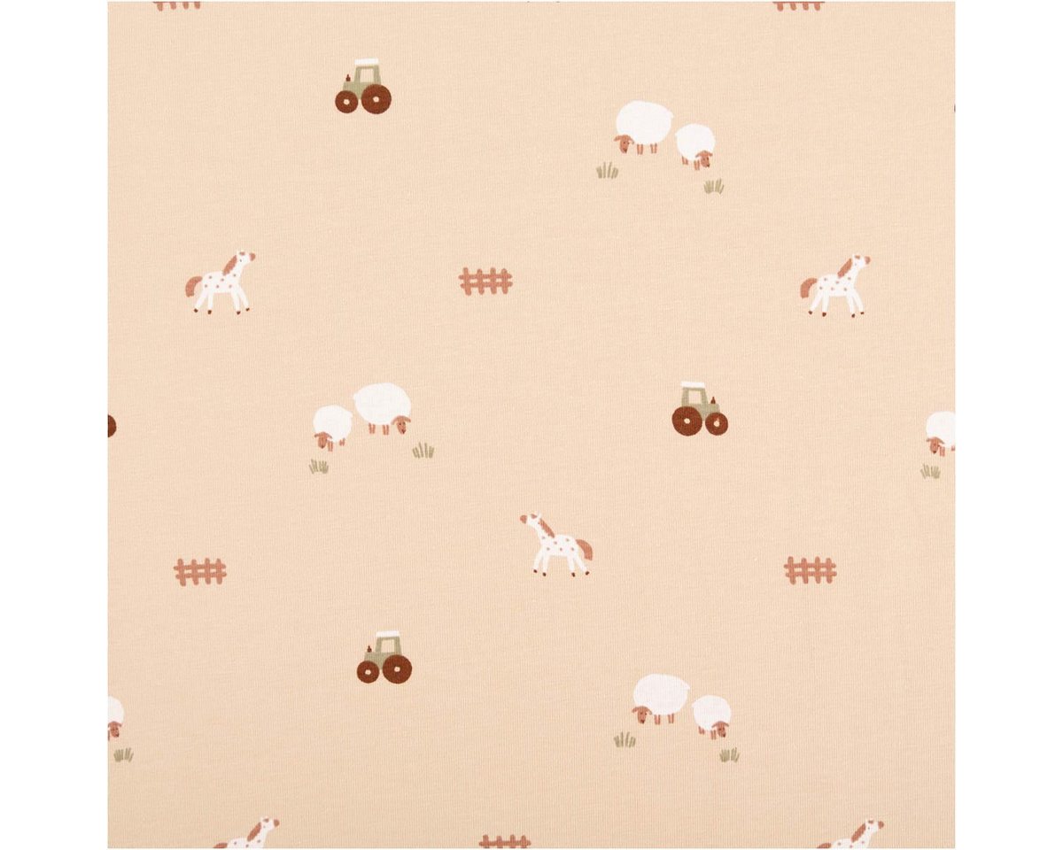 Thumbnail - SCHÖNER LEBEN. Stoff Jersey Stoff Baumwolljersey Bauernhof beige 1,50m Breite, allergikergeeignet